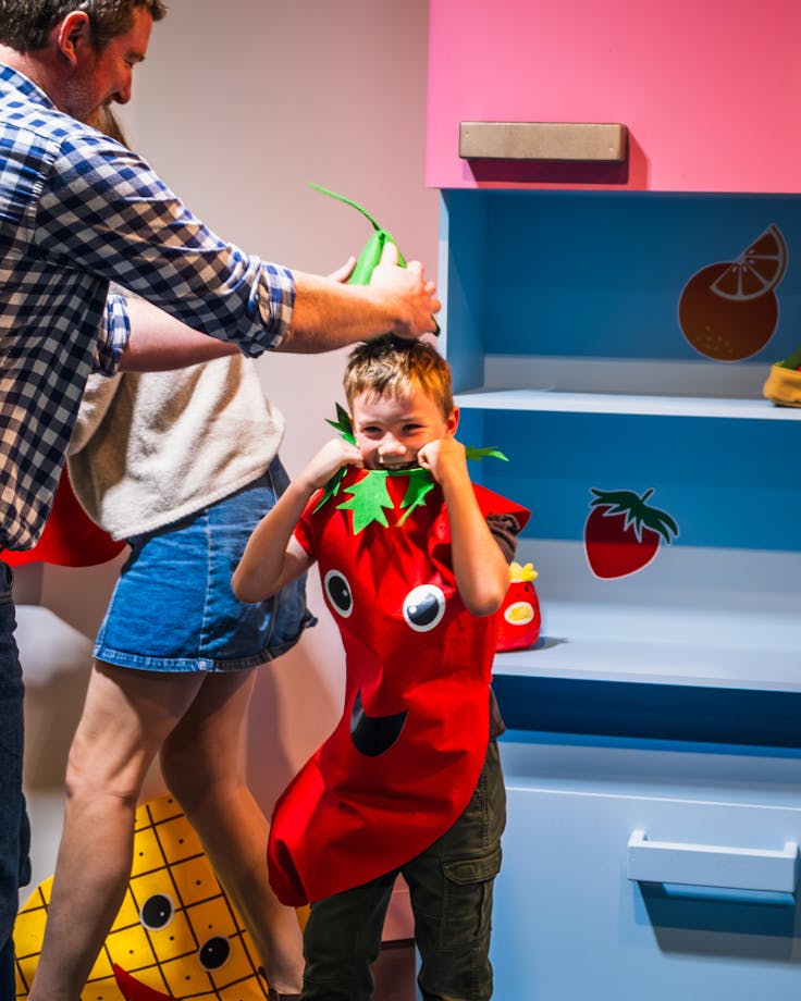 One child dressed up as a chili at Hop In