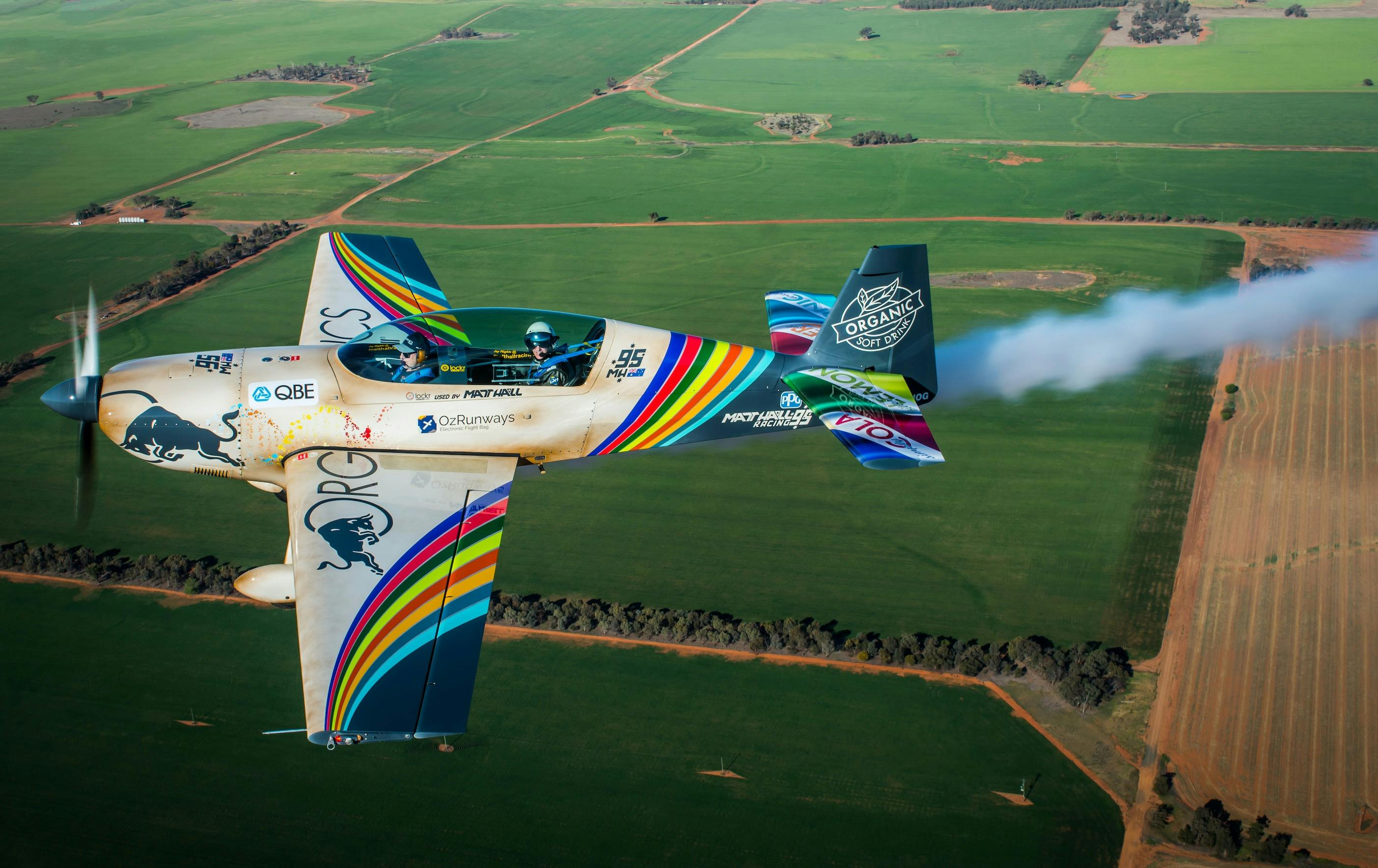 Matt Hall in flight with a customer
