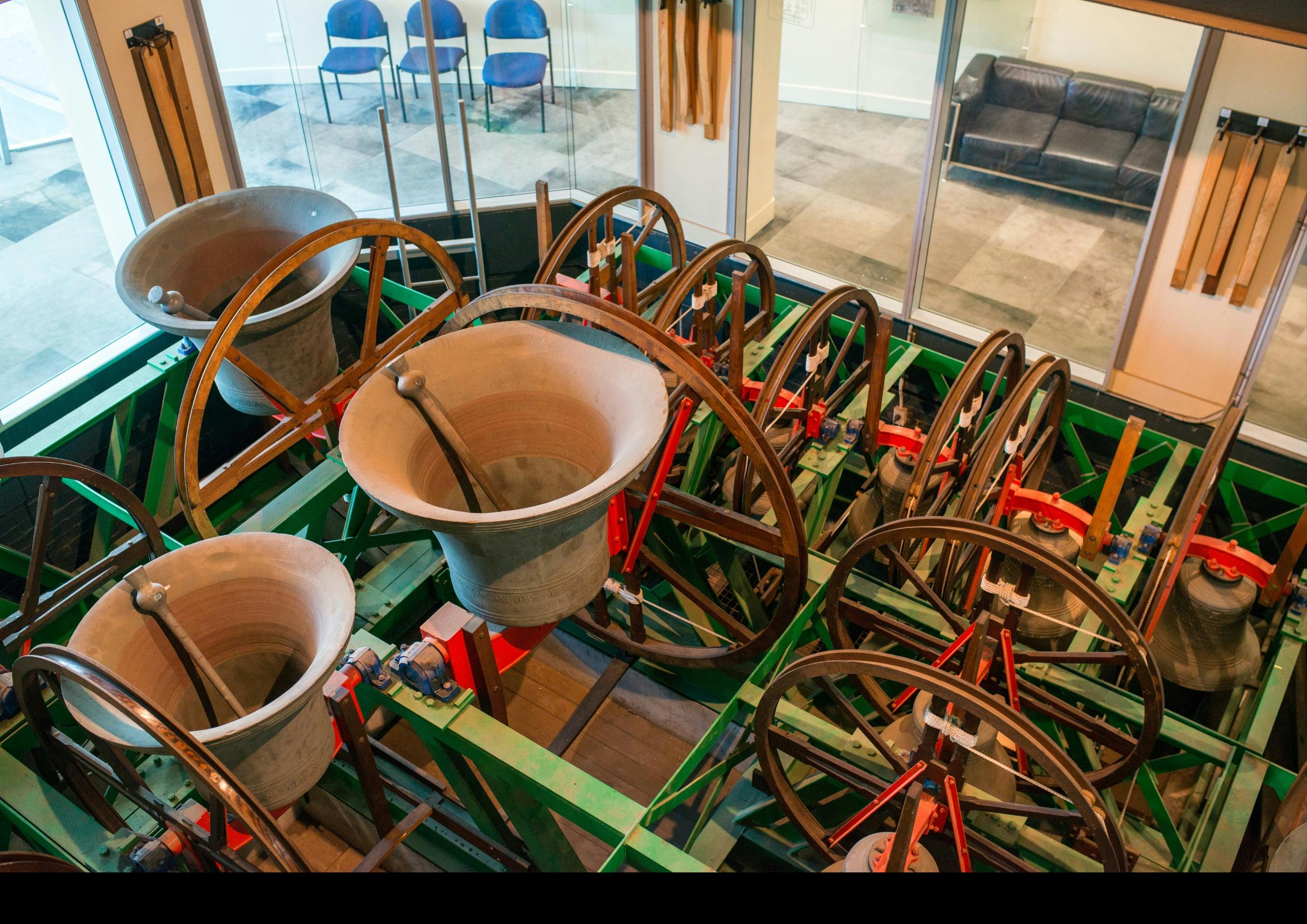 The St-Martin-in-the-Fields bells, as seen from the Belfry.