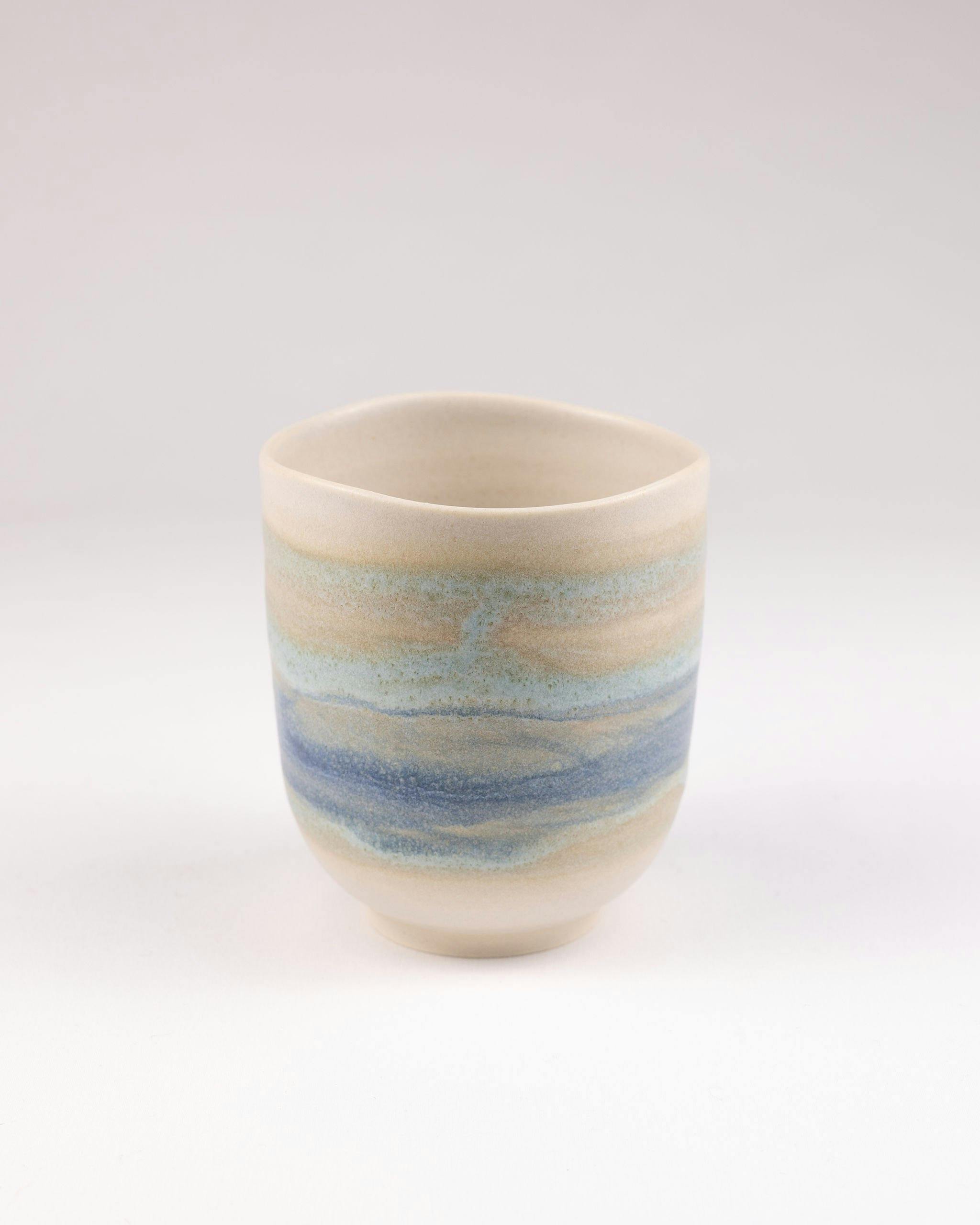 Stoneware, wheelthrown, carved and painted
