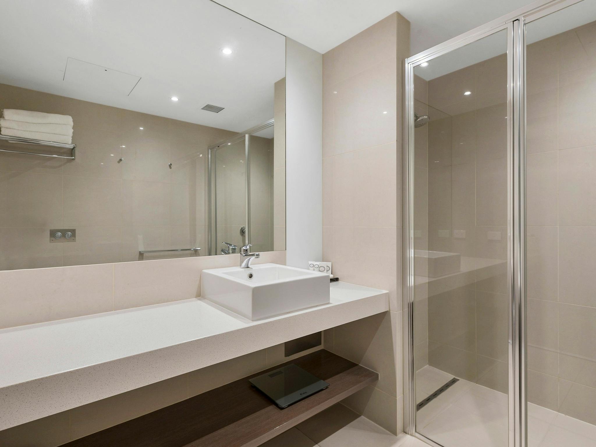 The Gateway's King Suites offer bathrooms complete with large shower & MILK toiletries