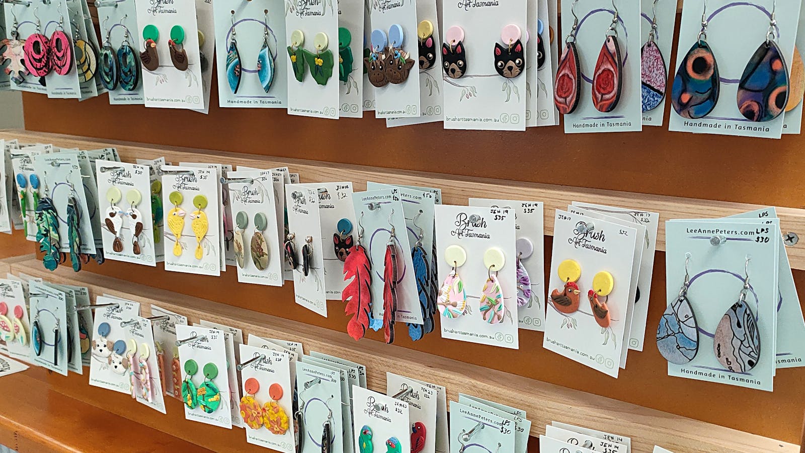 Handmade earrings at Harmony on High Street