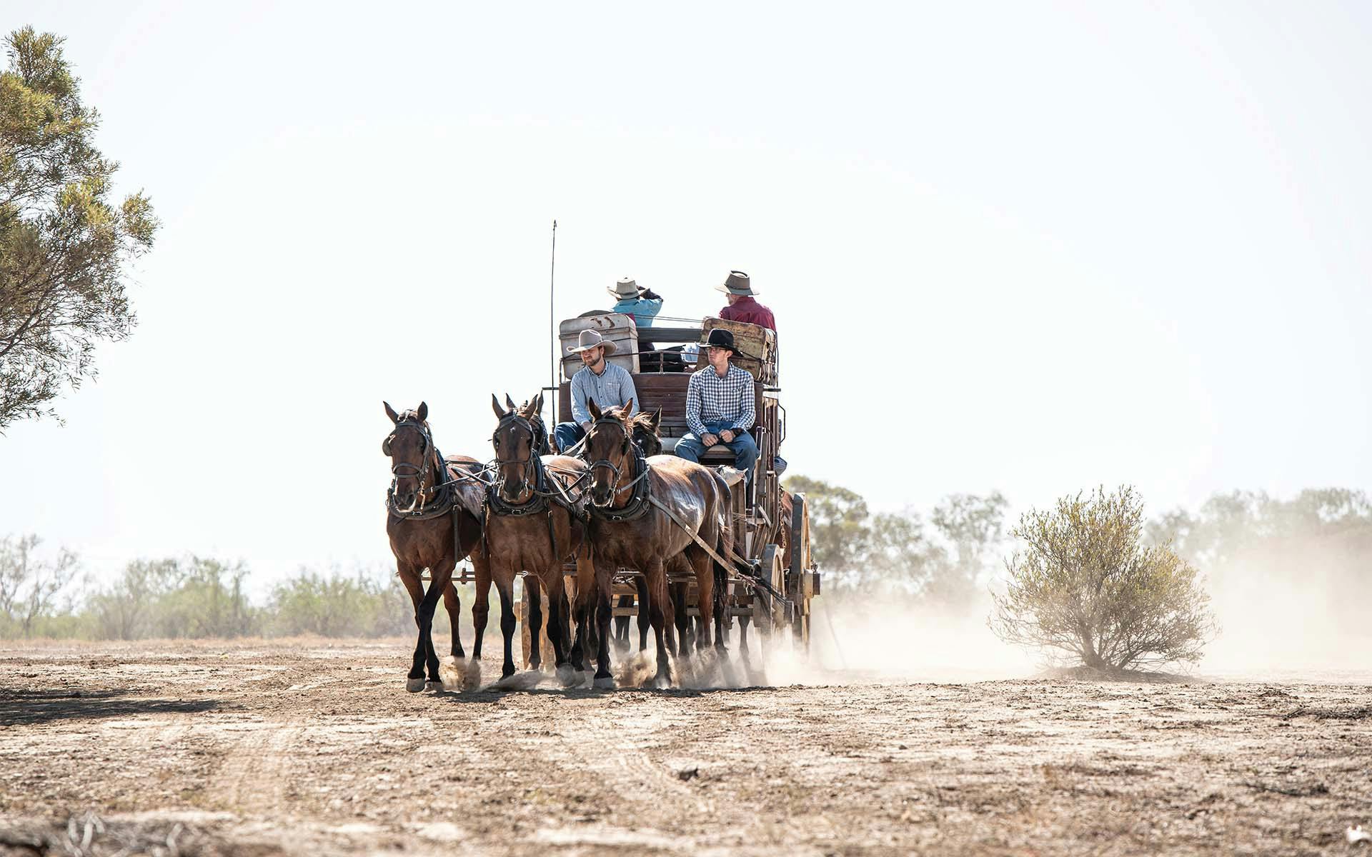 Cobb and Co Stagecoach on the Longreach Common