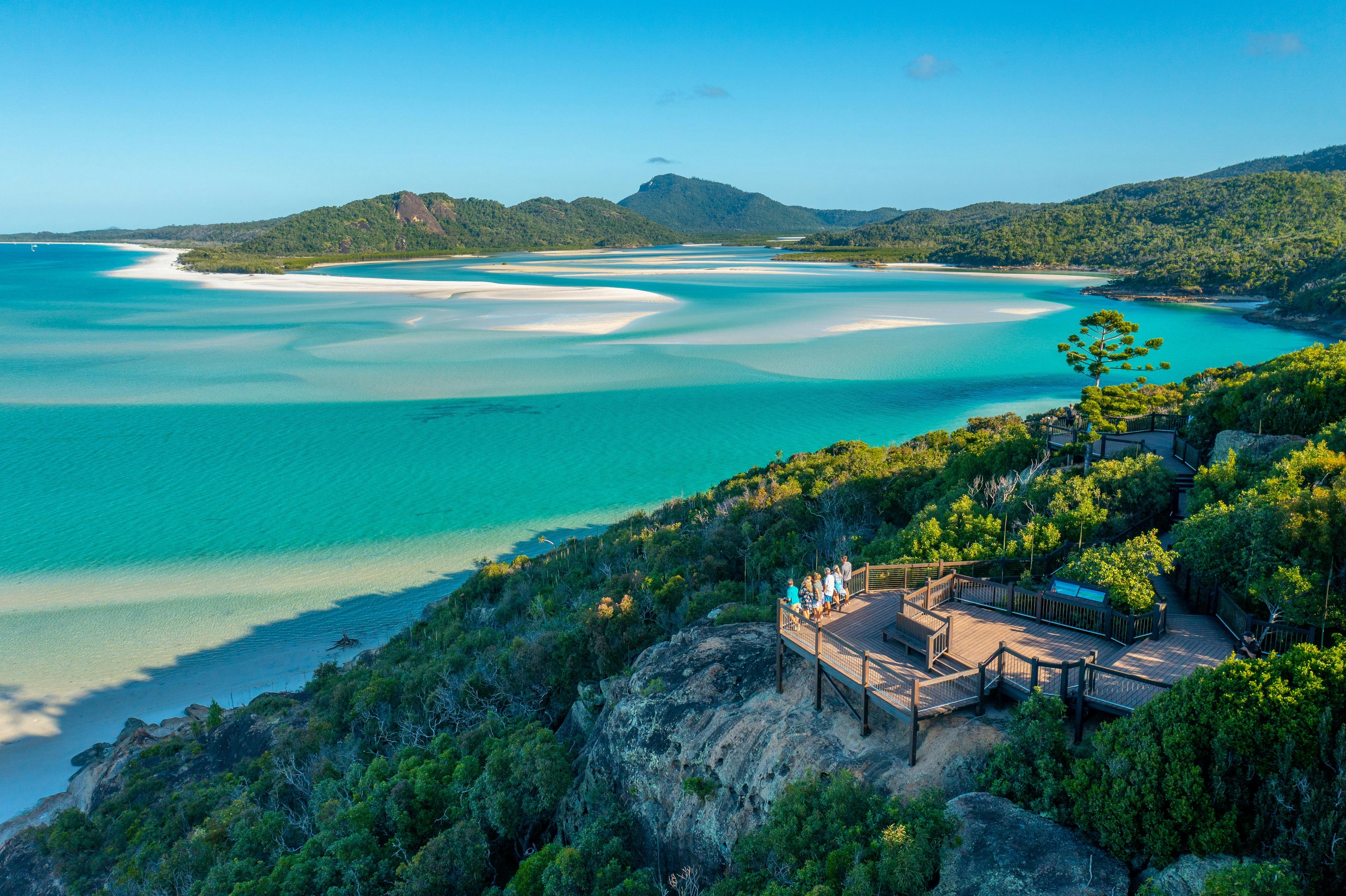 Aerial view of the Hill Inlet and lookout on Whitsunday Island