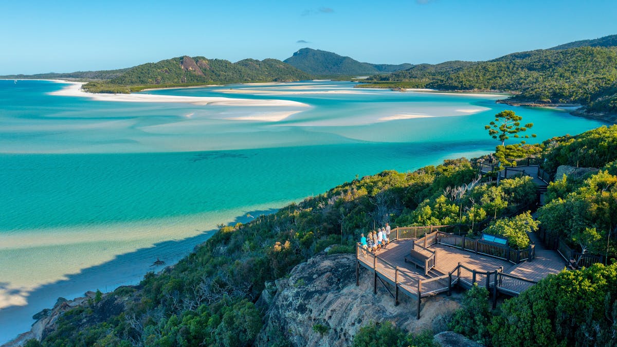 Aerial view of the Hill Inlet and lookout on Whitsunday Island