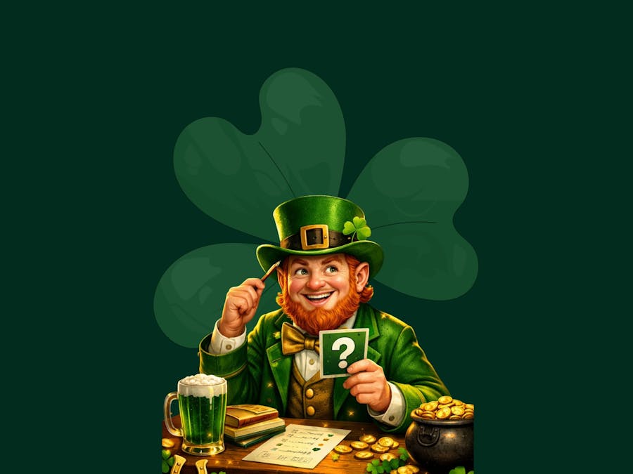 St Patrick's Day Trivia at Kiama Leagues Club. Image of a Leprechaun playing trivia in a pub setting