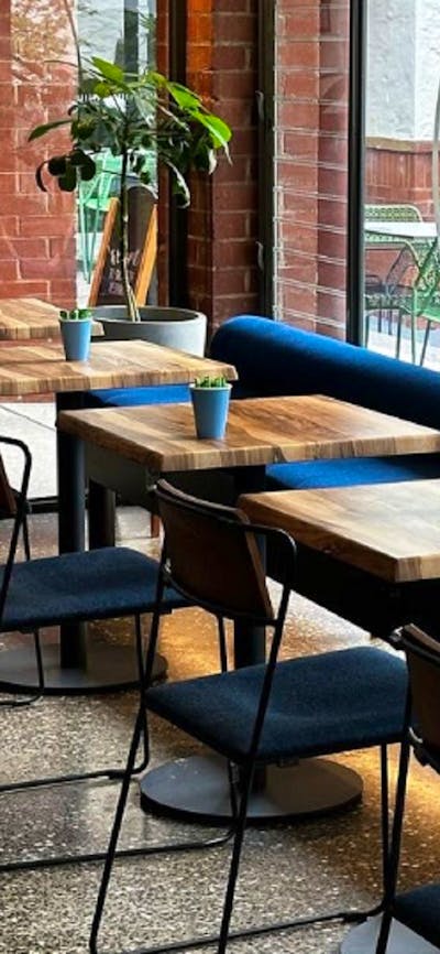 Row of seating inside cafe