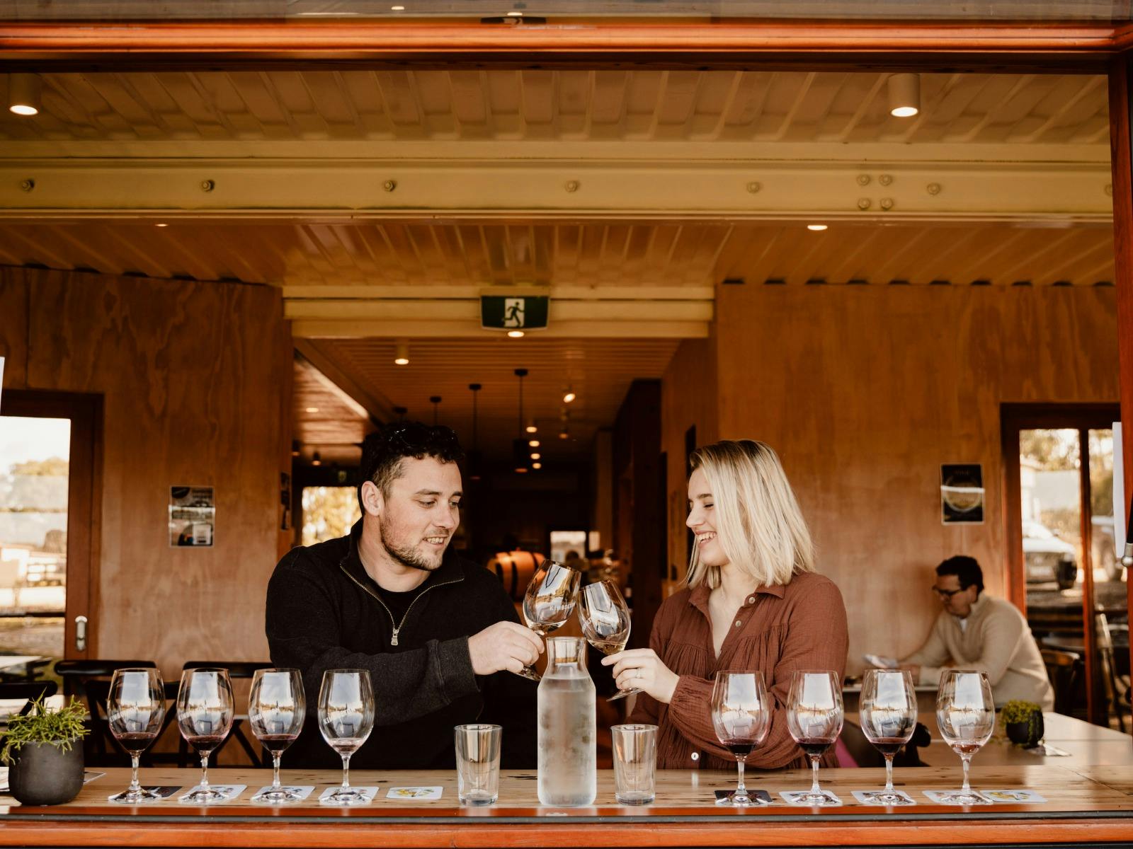 Seated wine tasting in the tasting room at Kimbolton