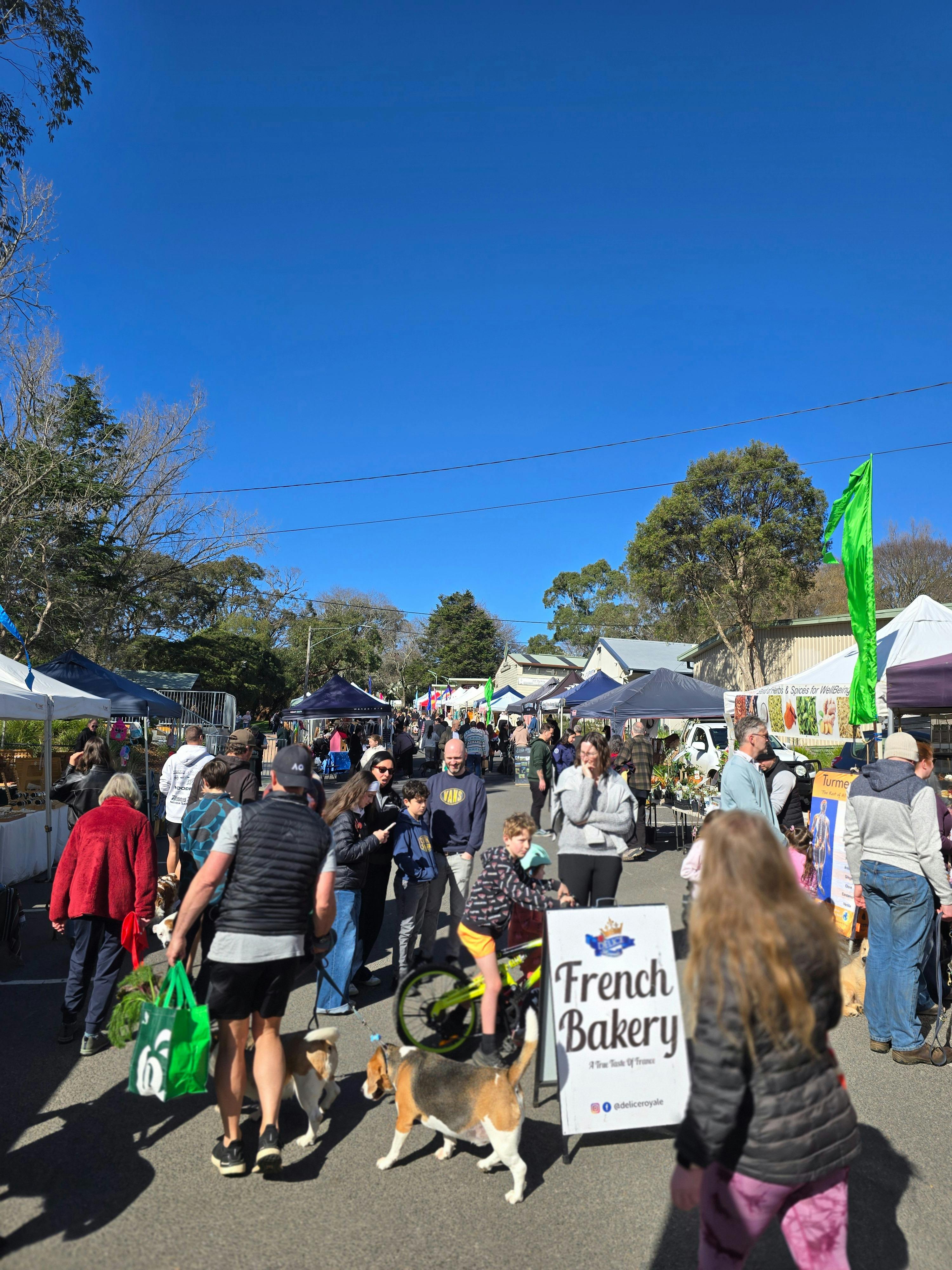 A bustling street of vibrant stallholders and visitors