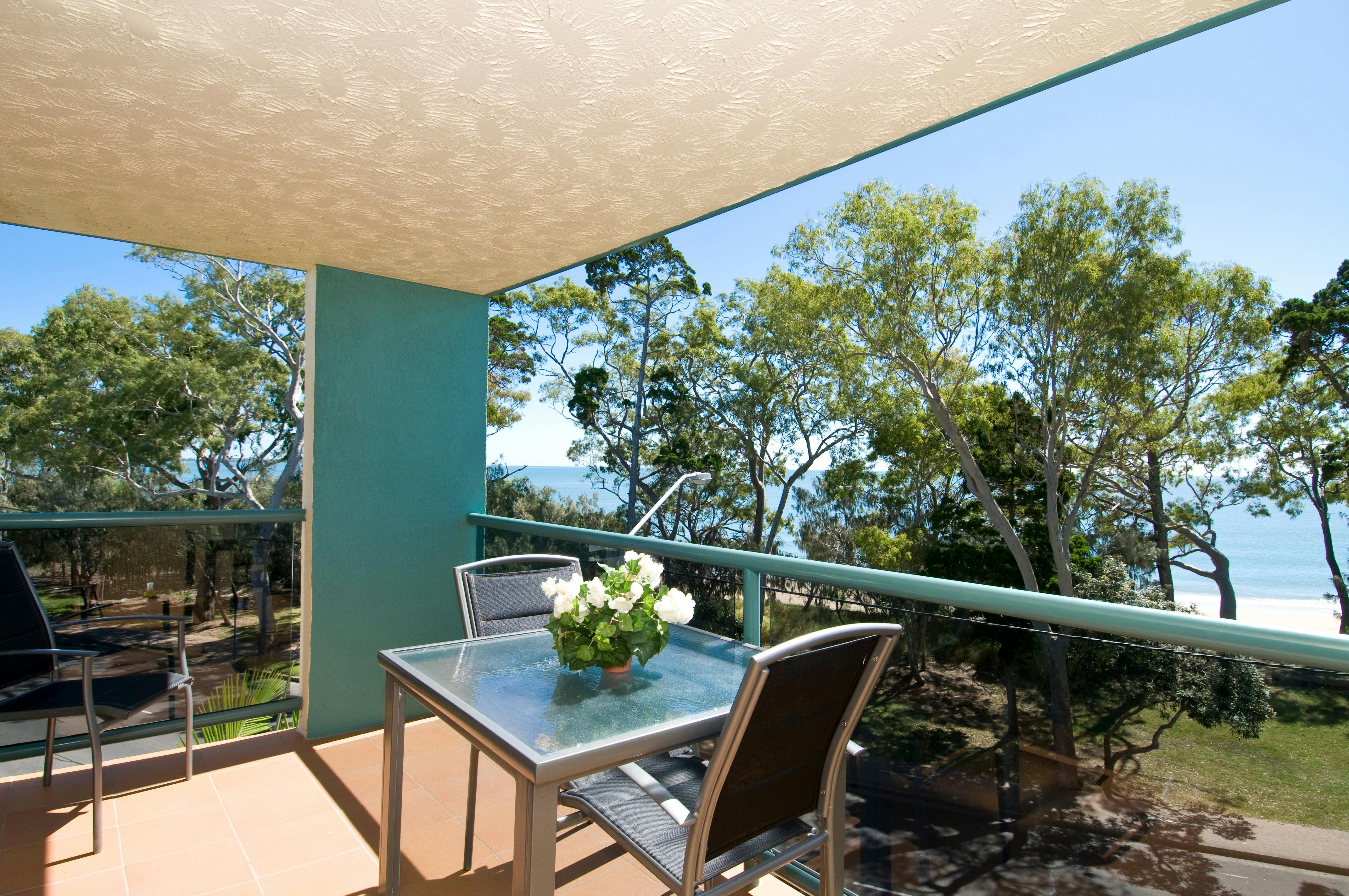 North facing balcony with view of the Bay