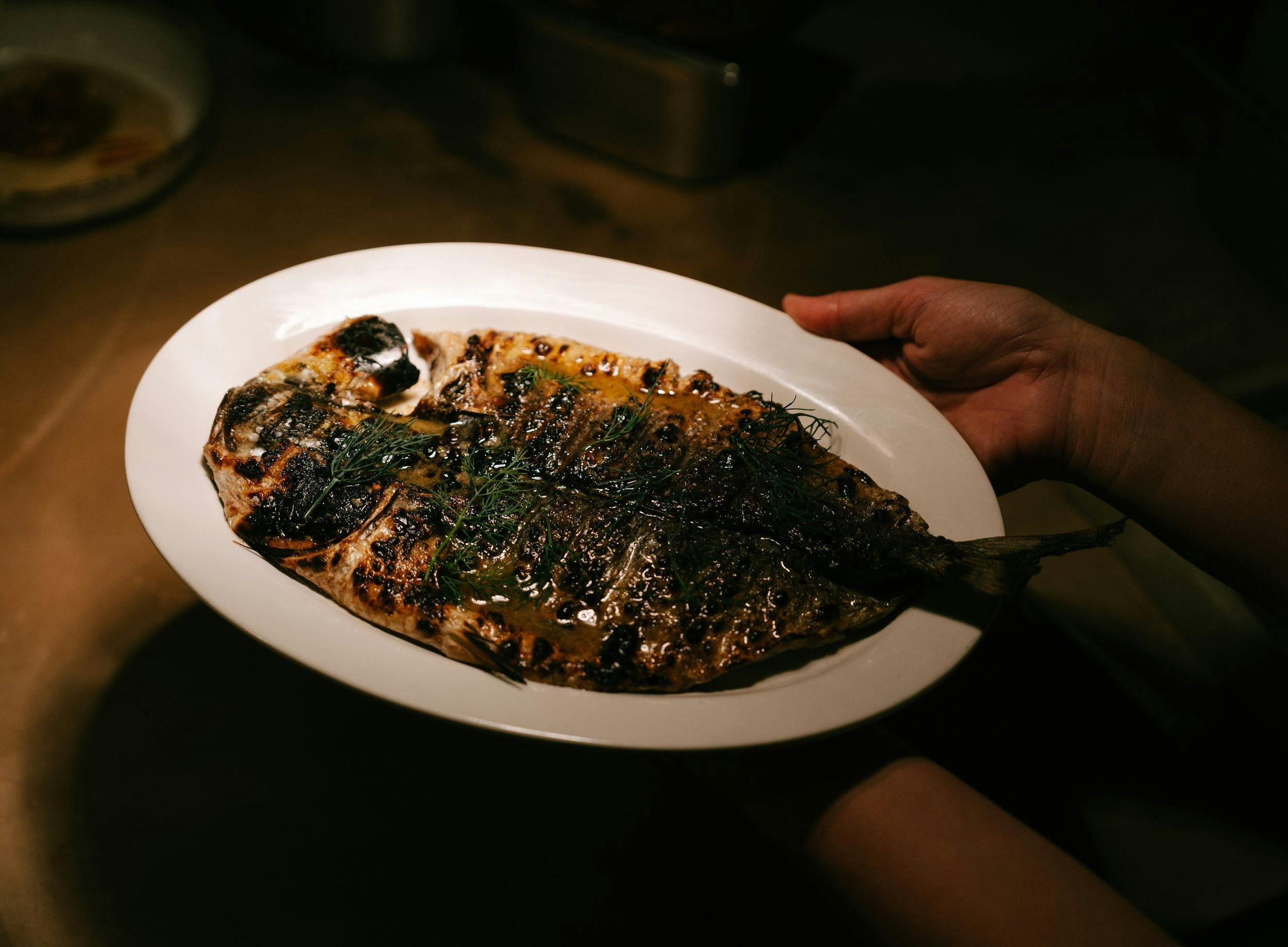 CHARCOAL GRILLED FISH | local fish, lemon, garlic, oregano