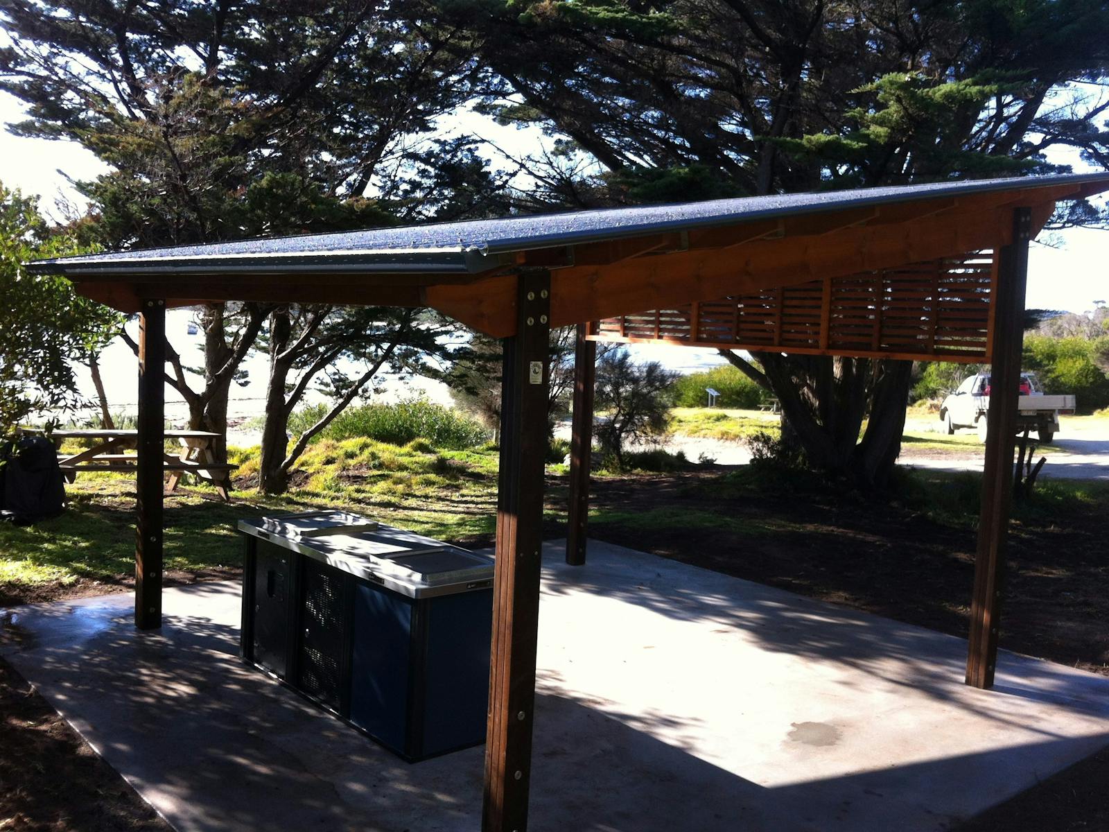 Killiecrankie picnic area with free gas barbecue Flinders Island Tasmania