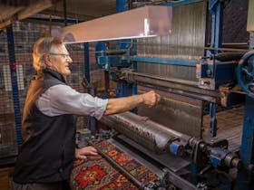 Our 1910 Axminster Jacquard Loom, still making carpets to this day. Available to purchase.