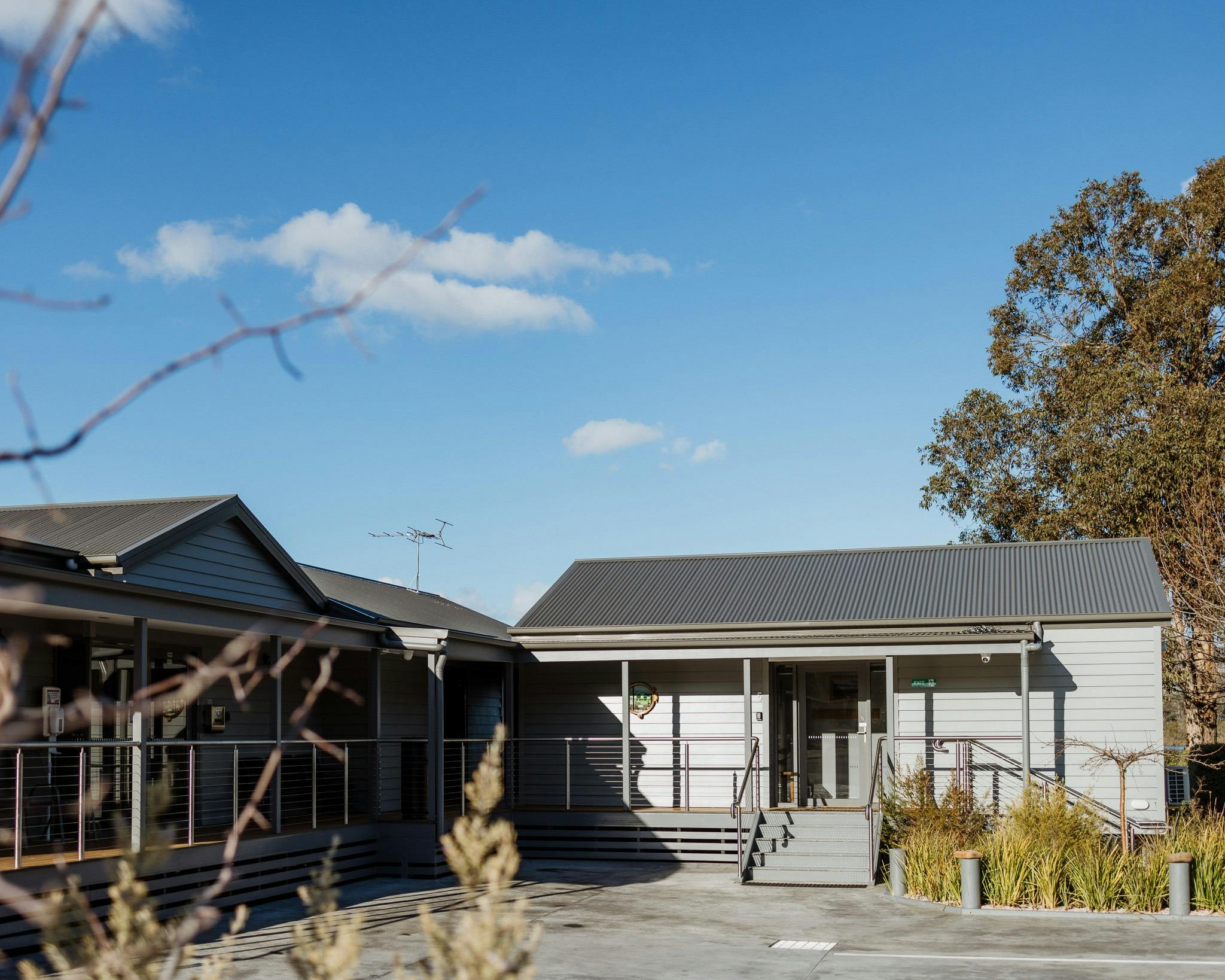 Boat Refelections hotel from the street