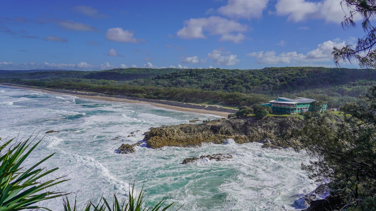 Ocean views Point Lookout Surf Life Saving Club at Main Beach, North Stradbroke Island (Minjerribah)