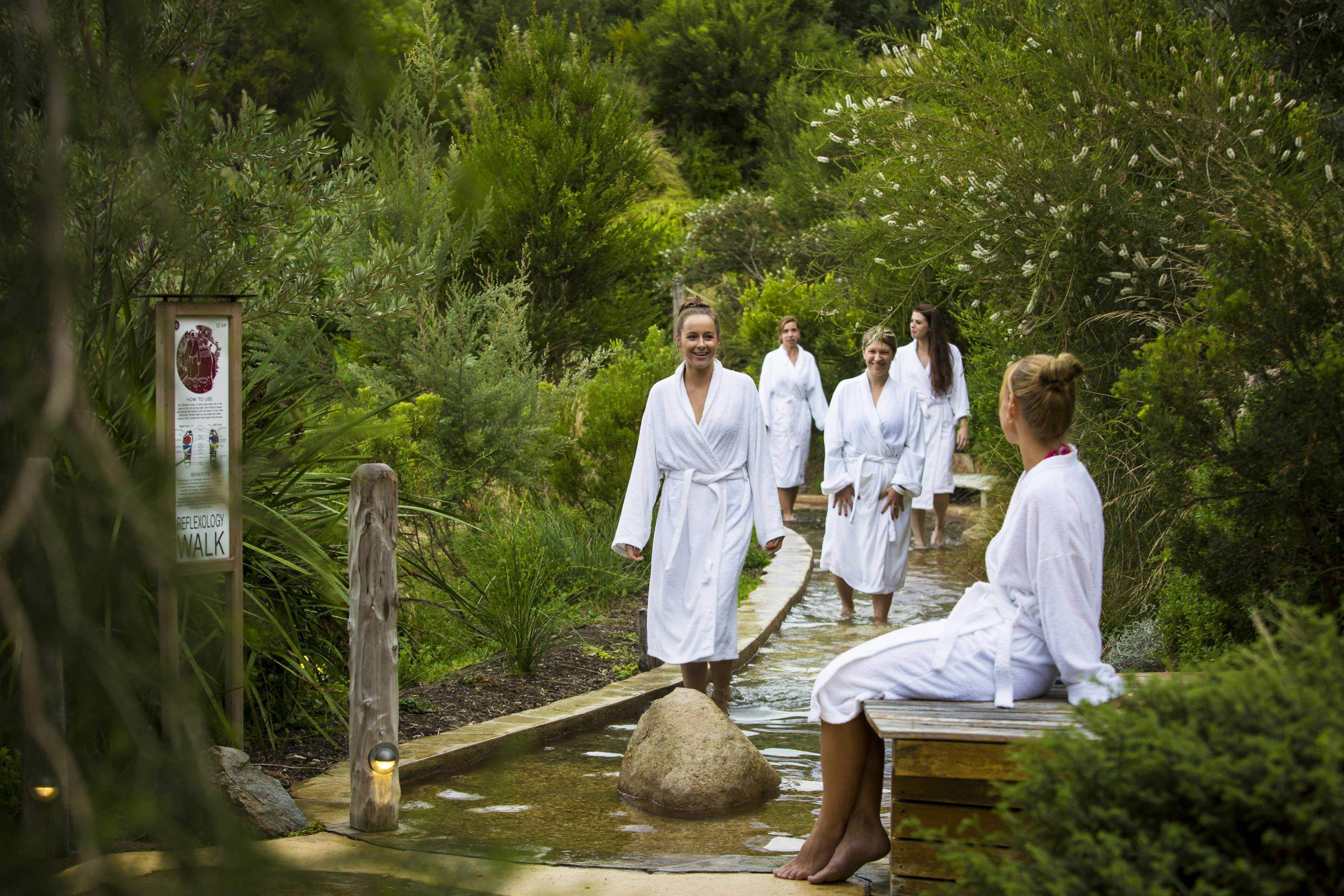 Bath House - Girls Stimulating senses on reflexology walk