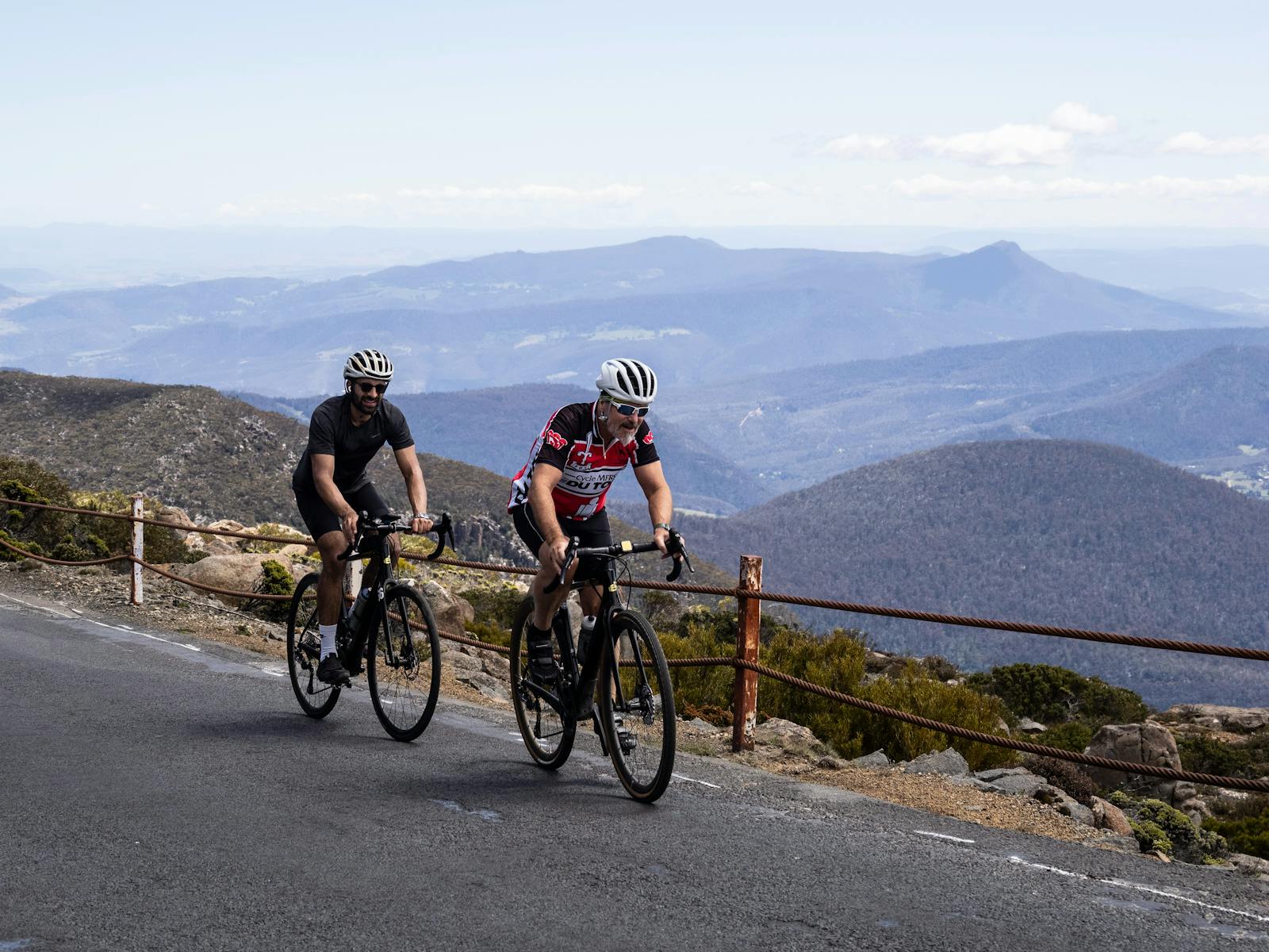 cycling at the top of Mt Wellington