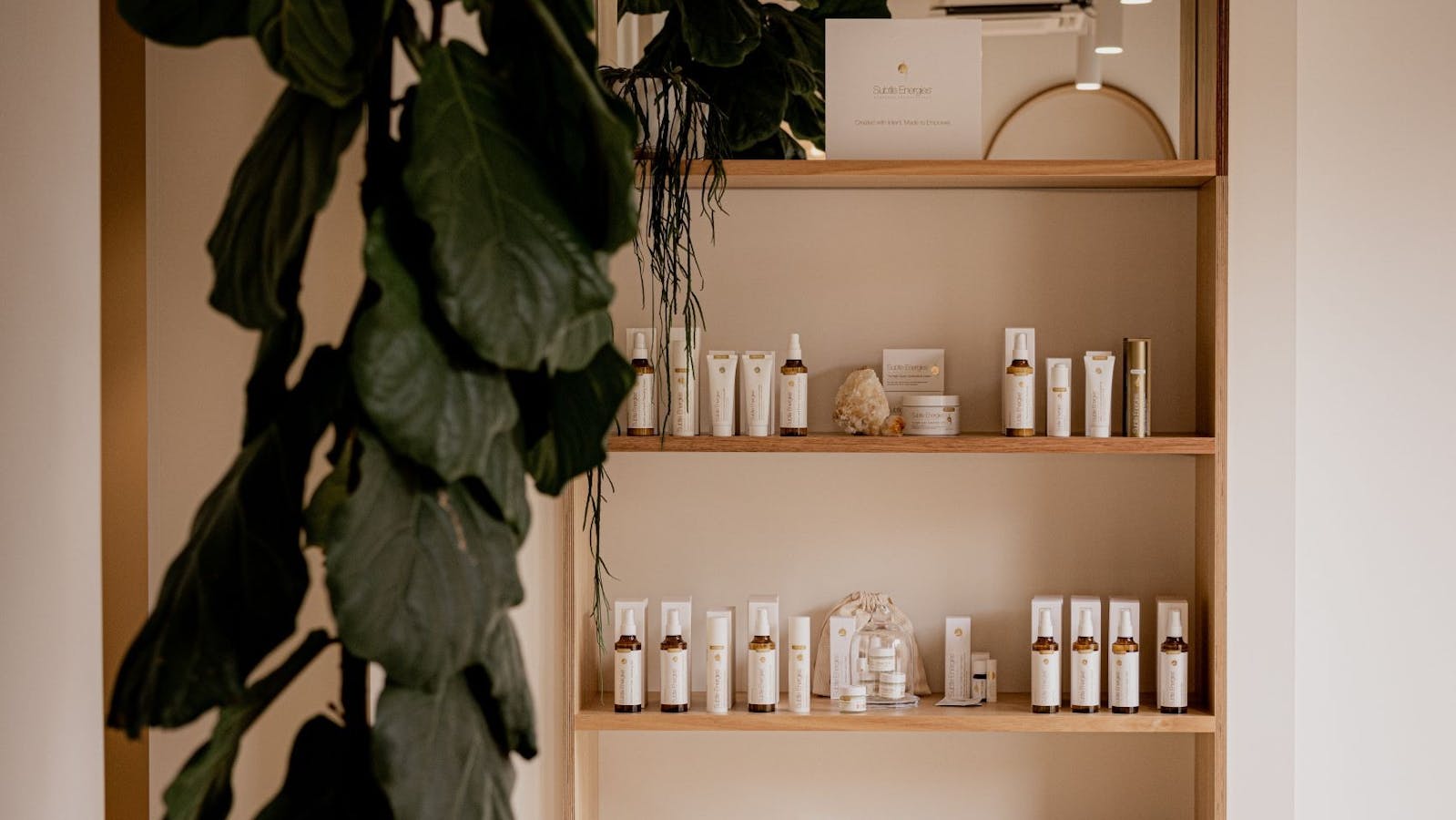 A variety of spa, skin, and health products are available