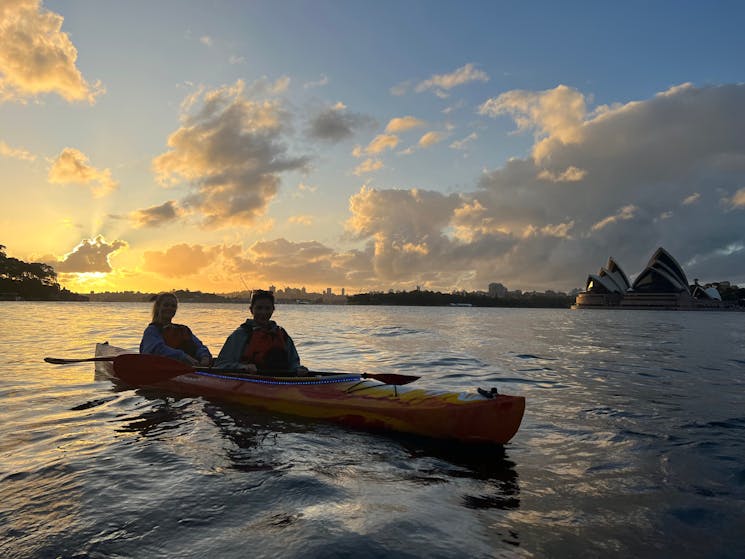 Double kayak on the serene water