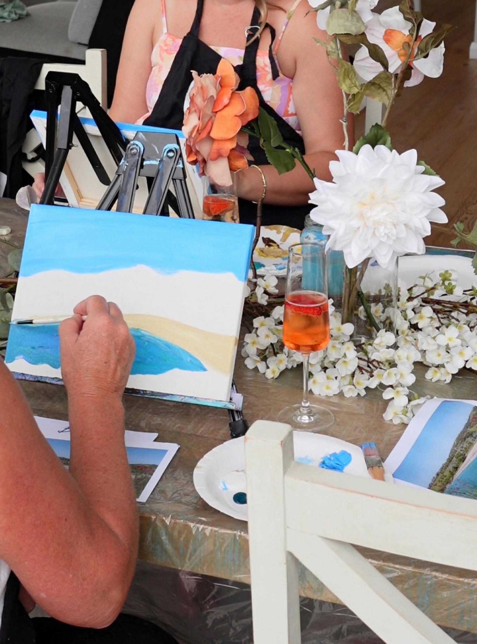 All inclusive, local, bouquet, Paint and Sip, Hens Celebration, Painting Workshop, Group Event,Bride