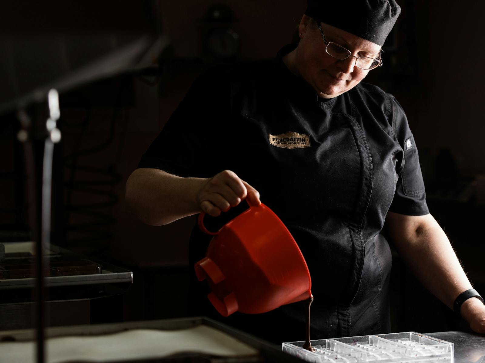 See chocolate bars being made at Federation Chocolates factory near Port Arthur Tasmania