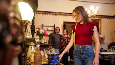 Visitors in the Victorian dining room