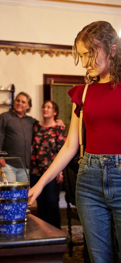 Visitors in the Victorian dining room
