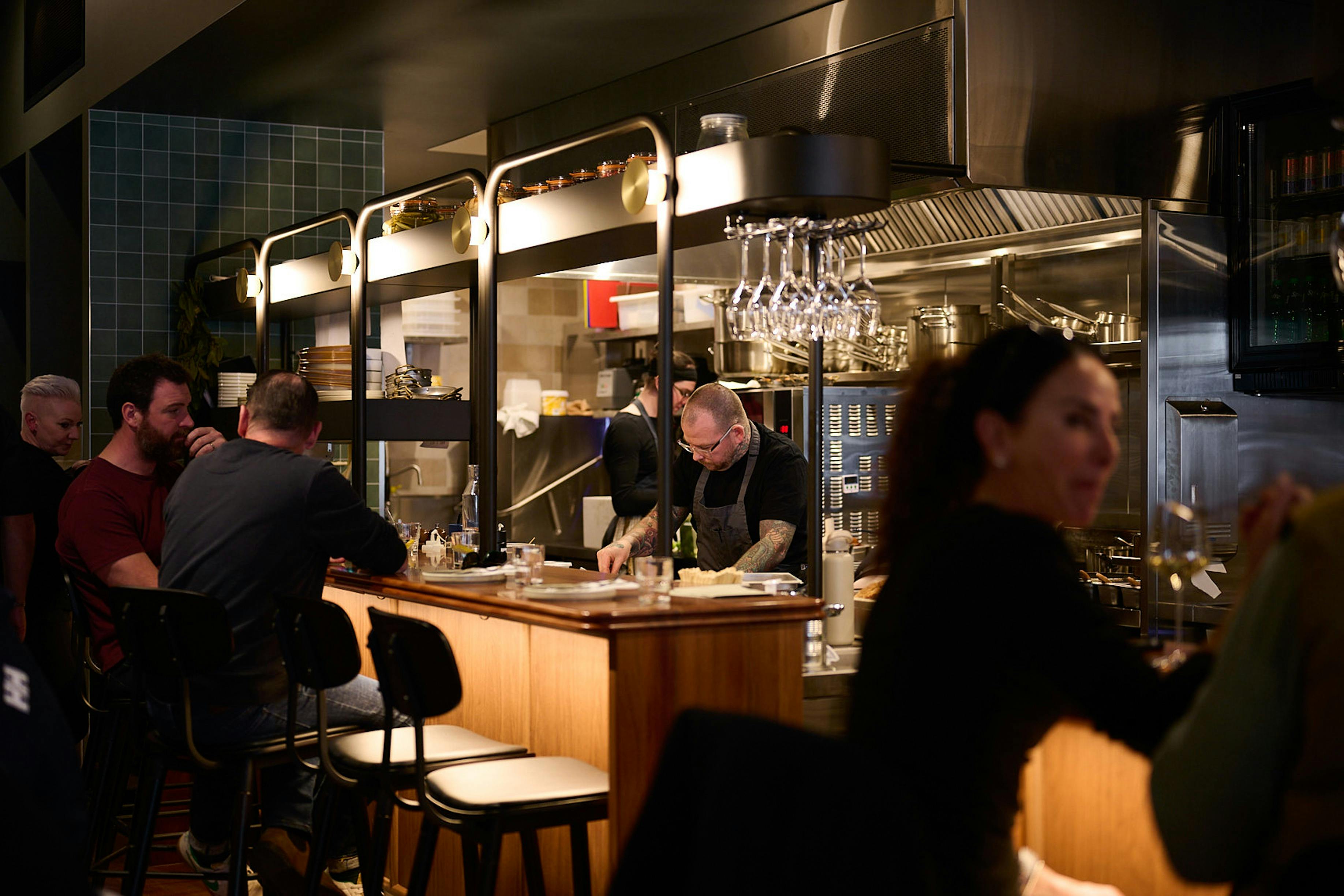 Head Chef Brendan Hill cooking in the Tintino kitchen