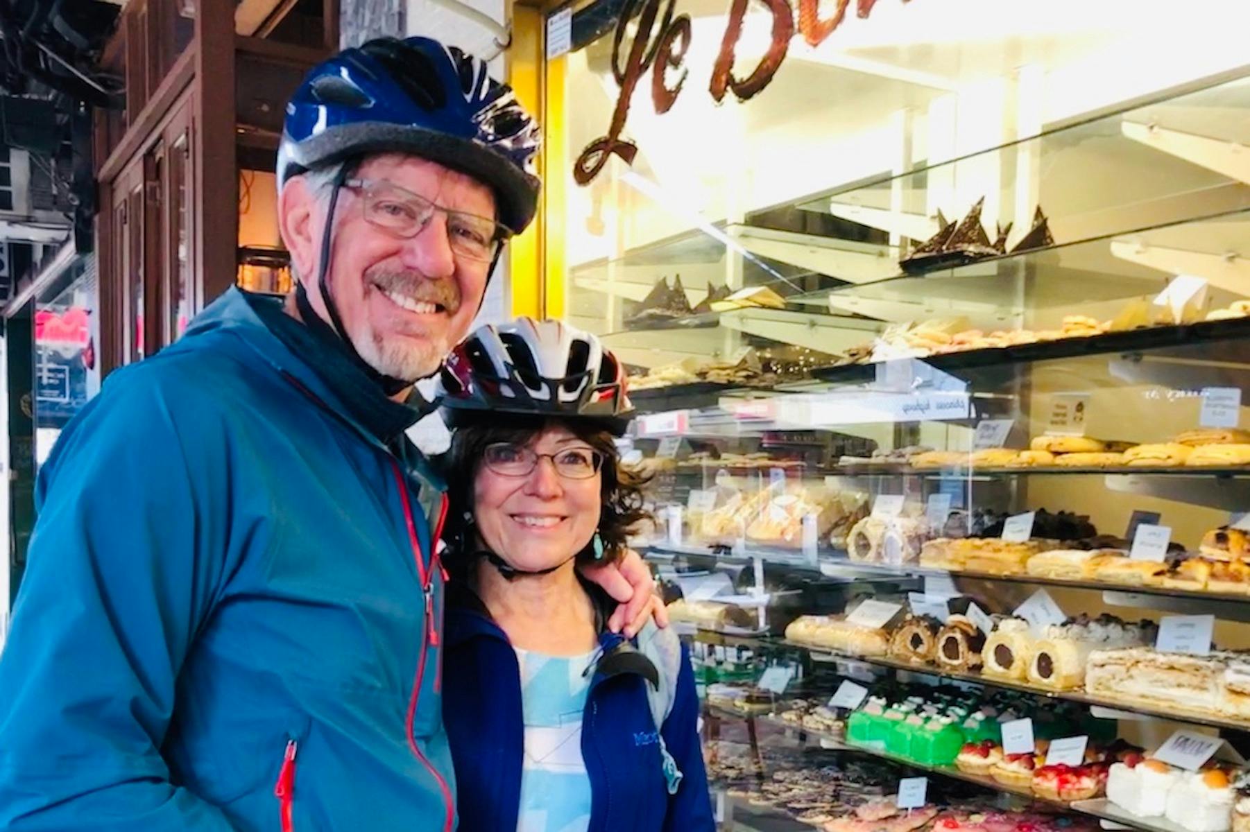 Exploring Acland Street in St Kilda on a Brighton Bayside cycle tour