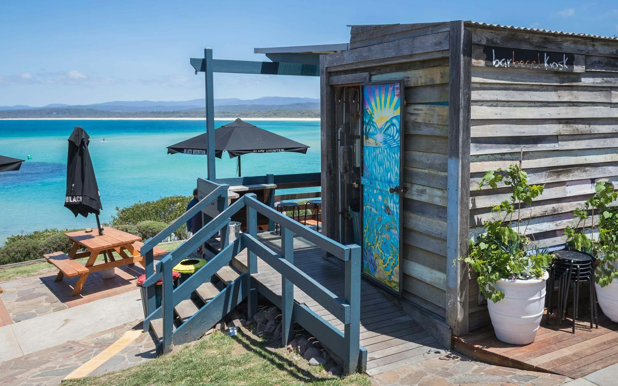 Stunning views over Merimbula's bar beach at the Bar Beach Kiosk