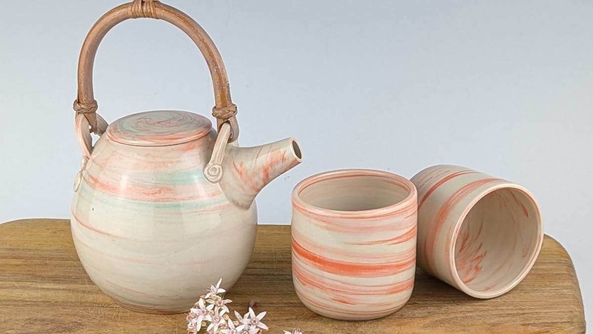 Porcelain tea set by PJ Pottery