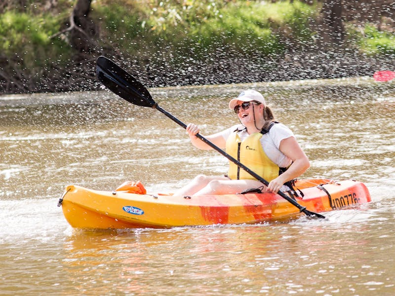 Kayaking the Macquarie River at Dubbo.