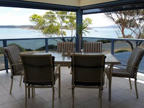 Penthouse is only 40 metres from the waters edge and has b.b.q. and lazy boy lounges