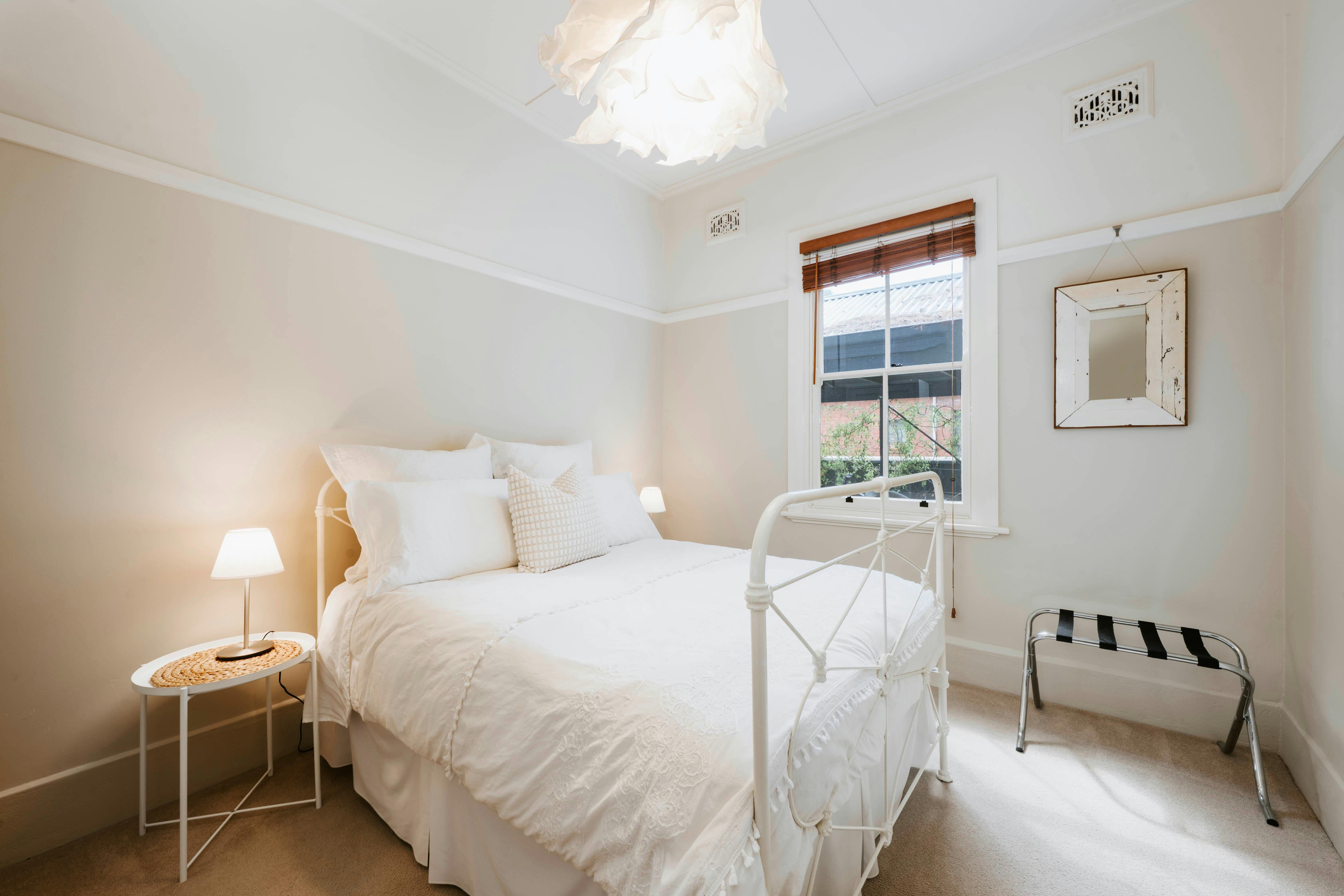 Bedroom #3 - Antique cast iron double bed & robe