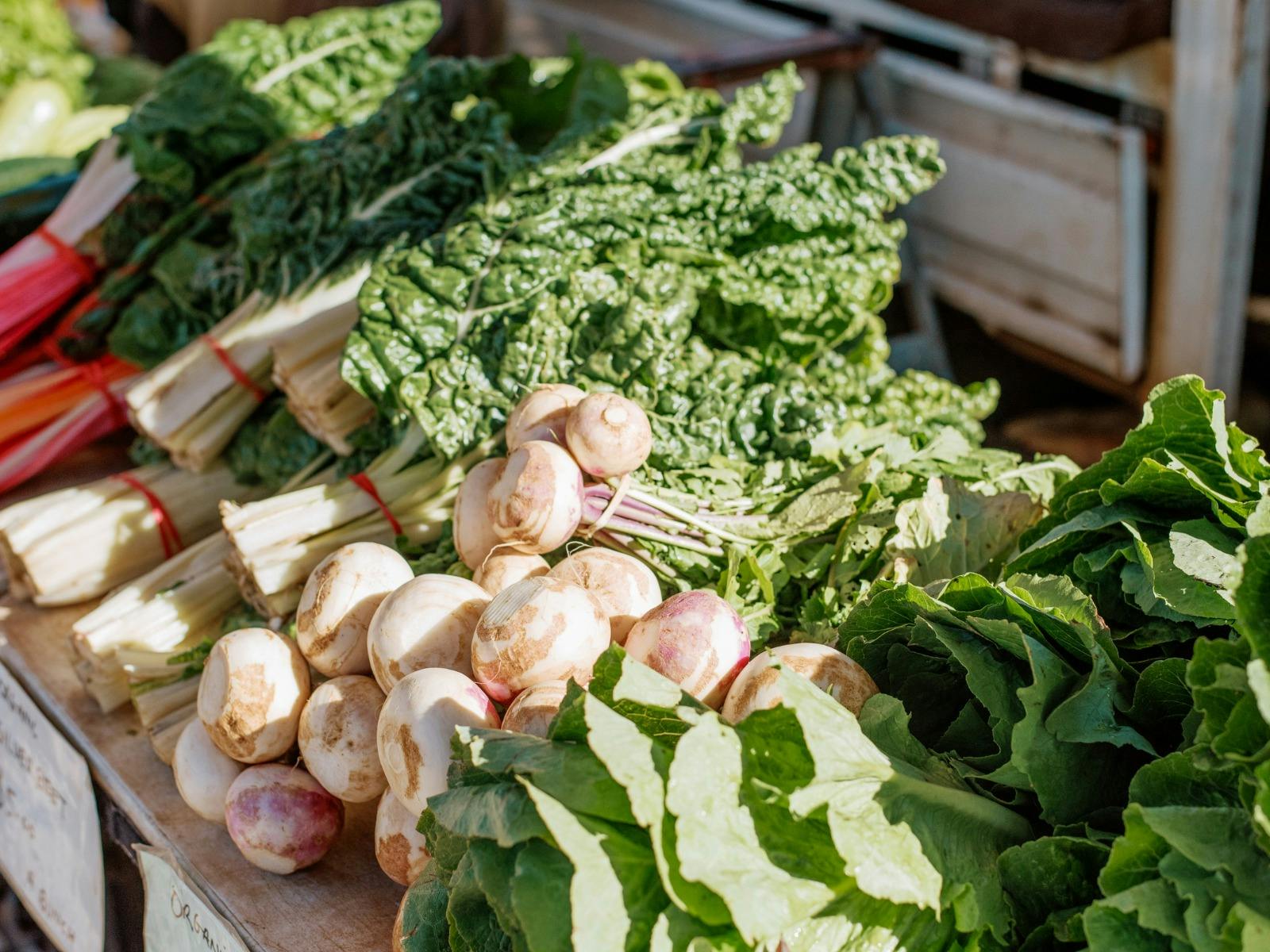 Fresh vegetables on display at the Bendigo Farmers Market
