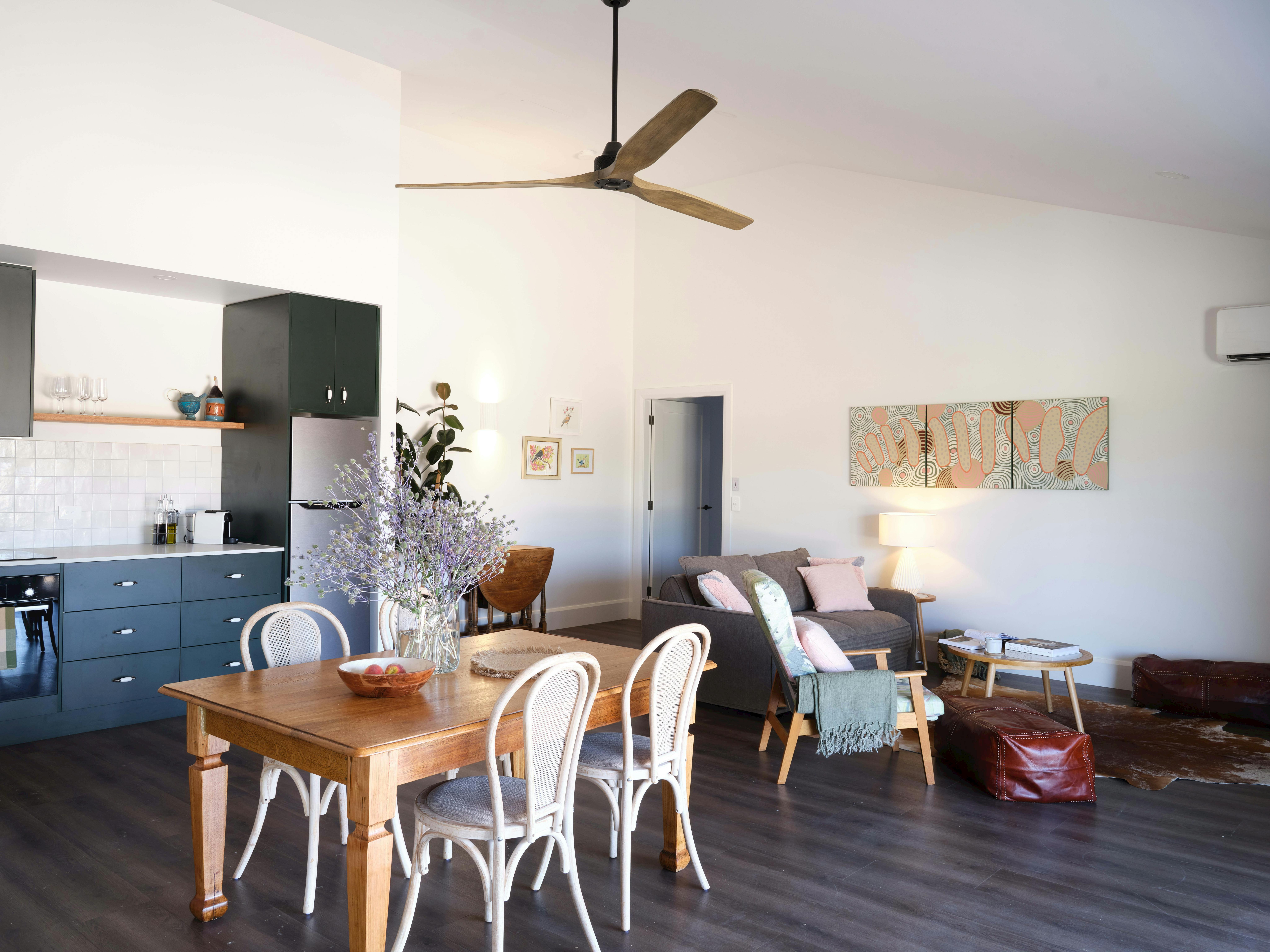 Shawwood Barrel Room Luxury Farm Stay Accommodation Living Dining and Kitchen