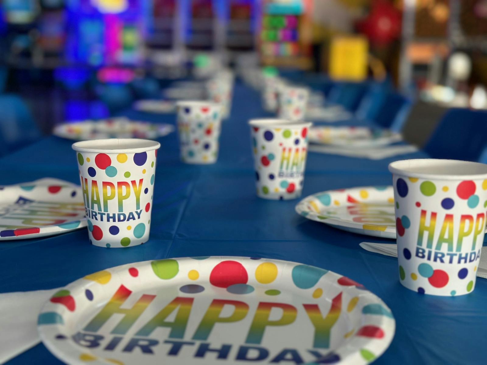 cups and plates from birthday party