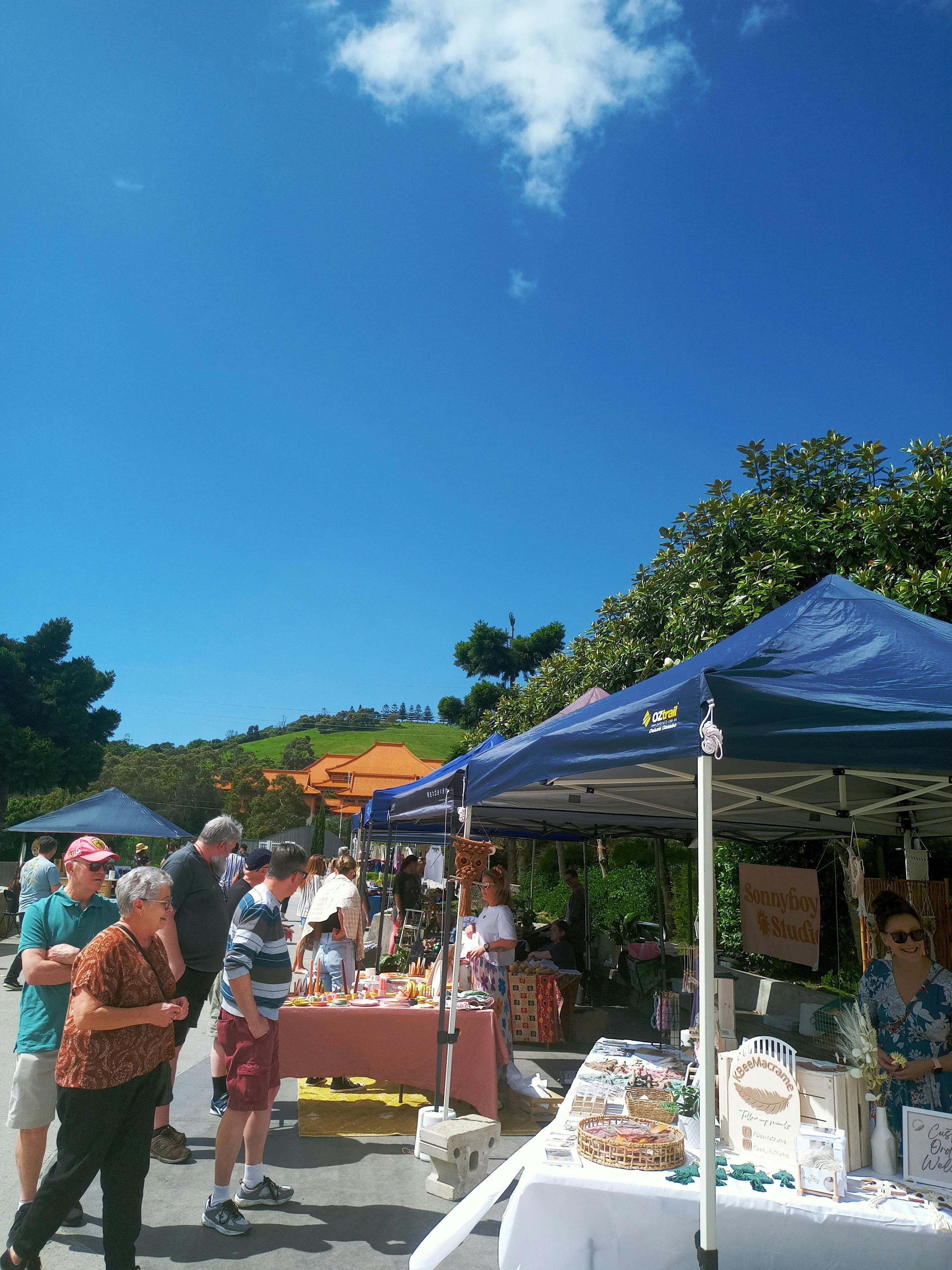 Market with Temple in background