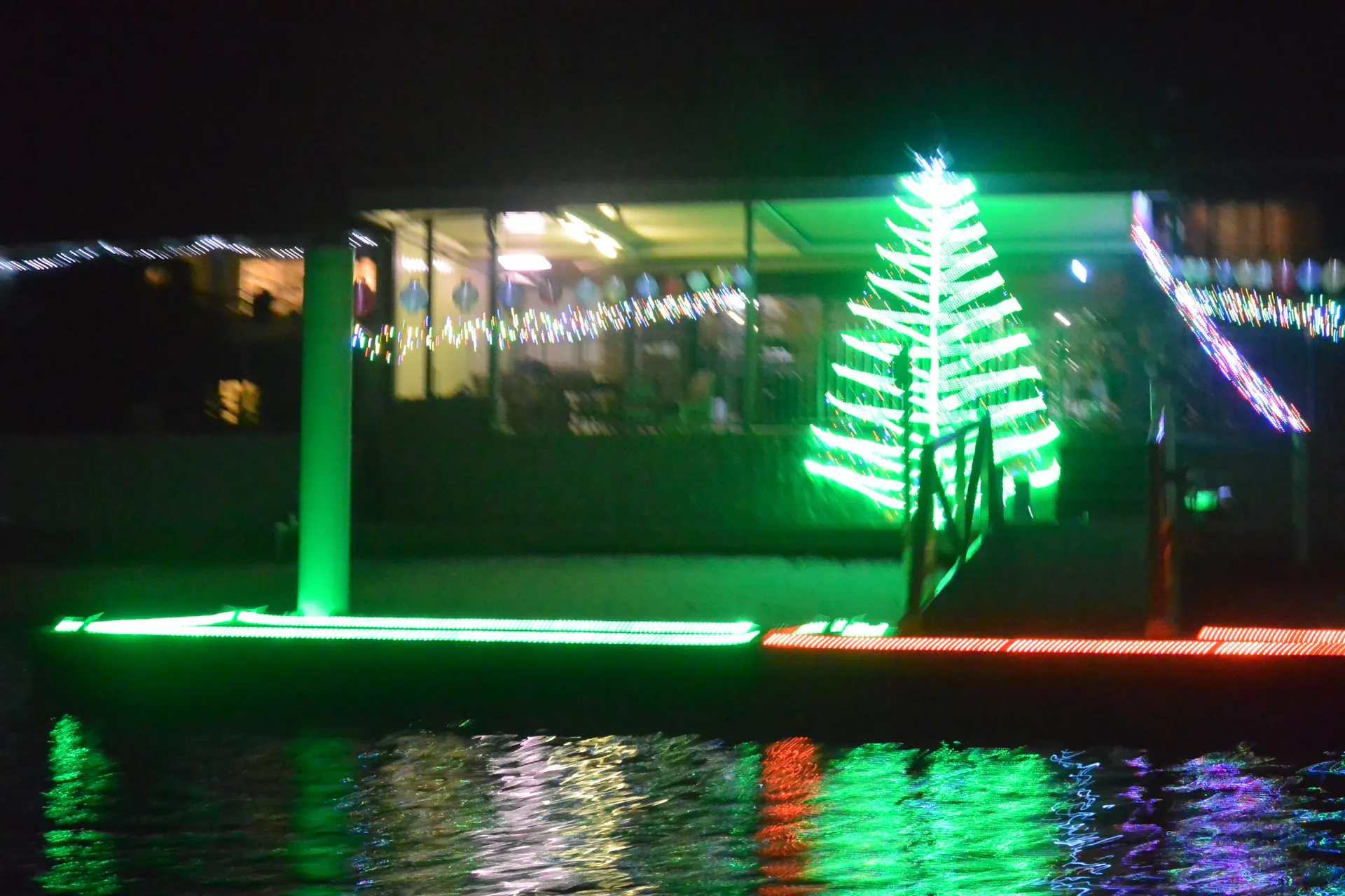 Christmas Tree light display from one of the houses along the Mooloolaba canals, Sunshine Coast