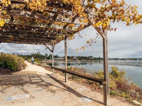 A mid-way rest point overlooking an oyster farm.