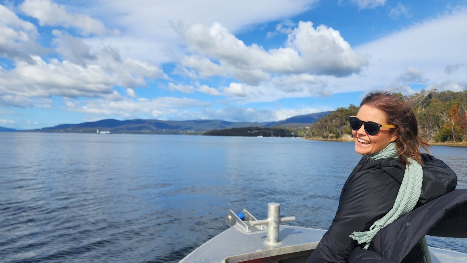 Laughing with the breeze, soaking up Tasmanian water views aboard the TunaCorn