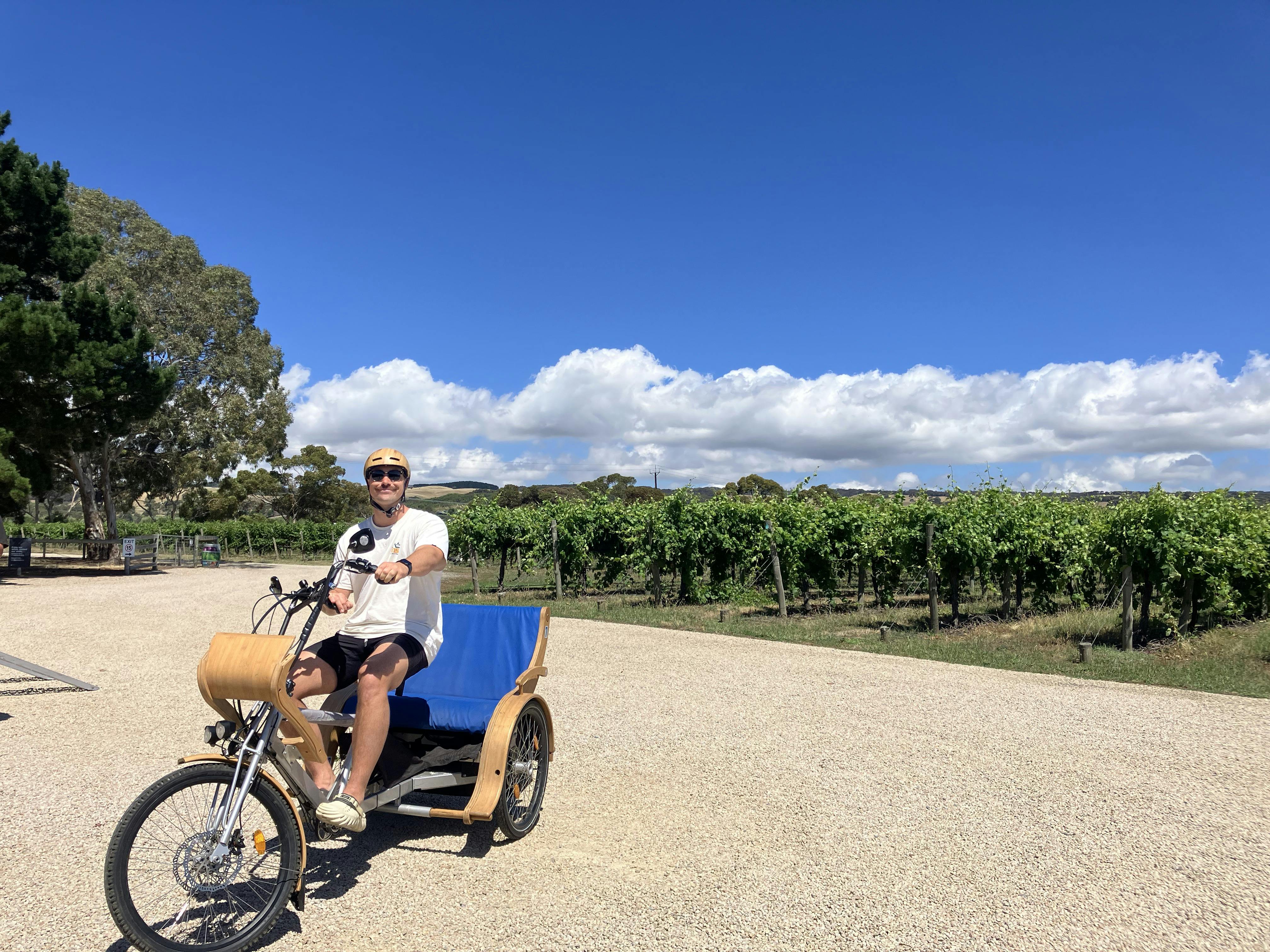 SA eBikes' Open topped eTukTuk Wine Tours, departing from Shirvington Wines, McLaren Vale