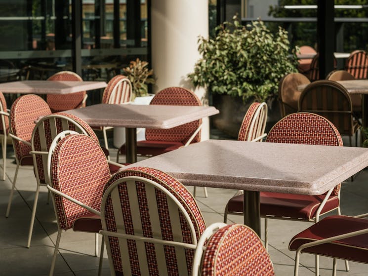 Outdoor terrace tables at Hatch Restaurant