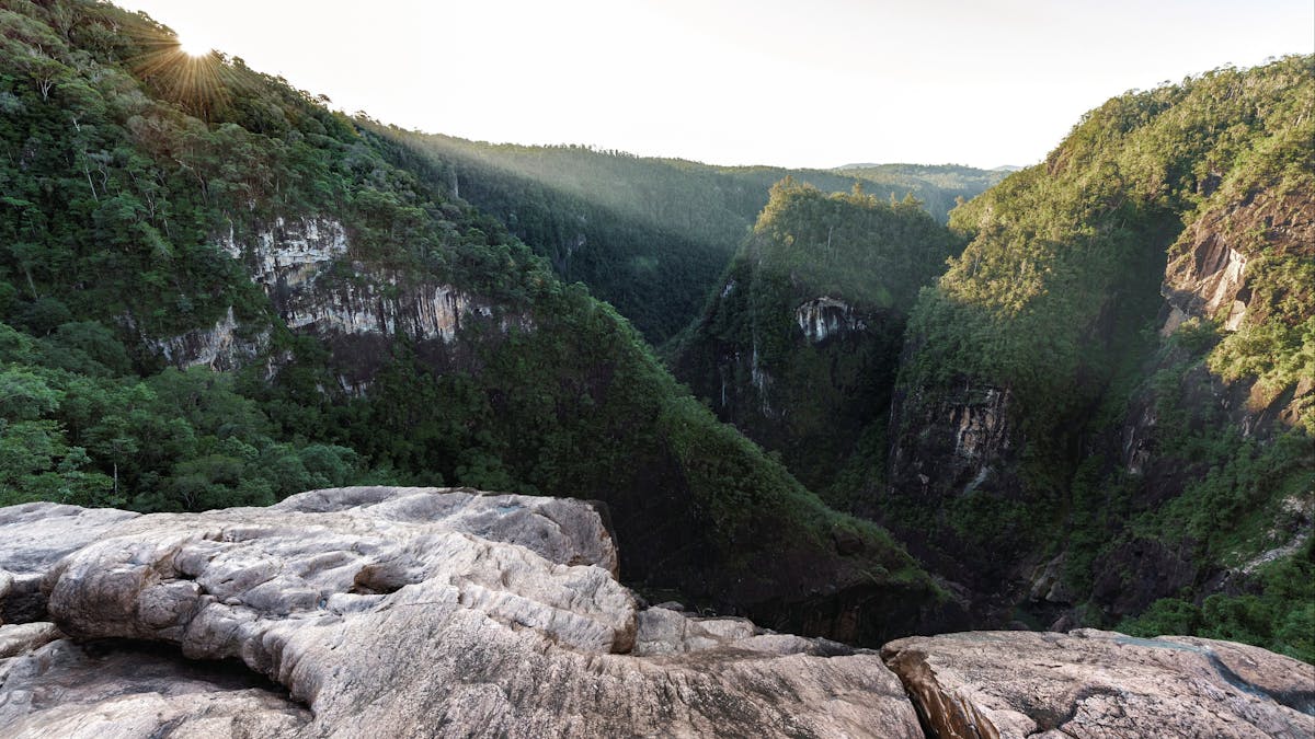 View of gorge from above falls. View of gorge from above falls.