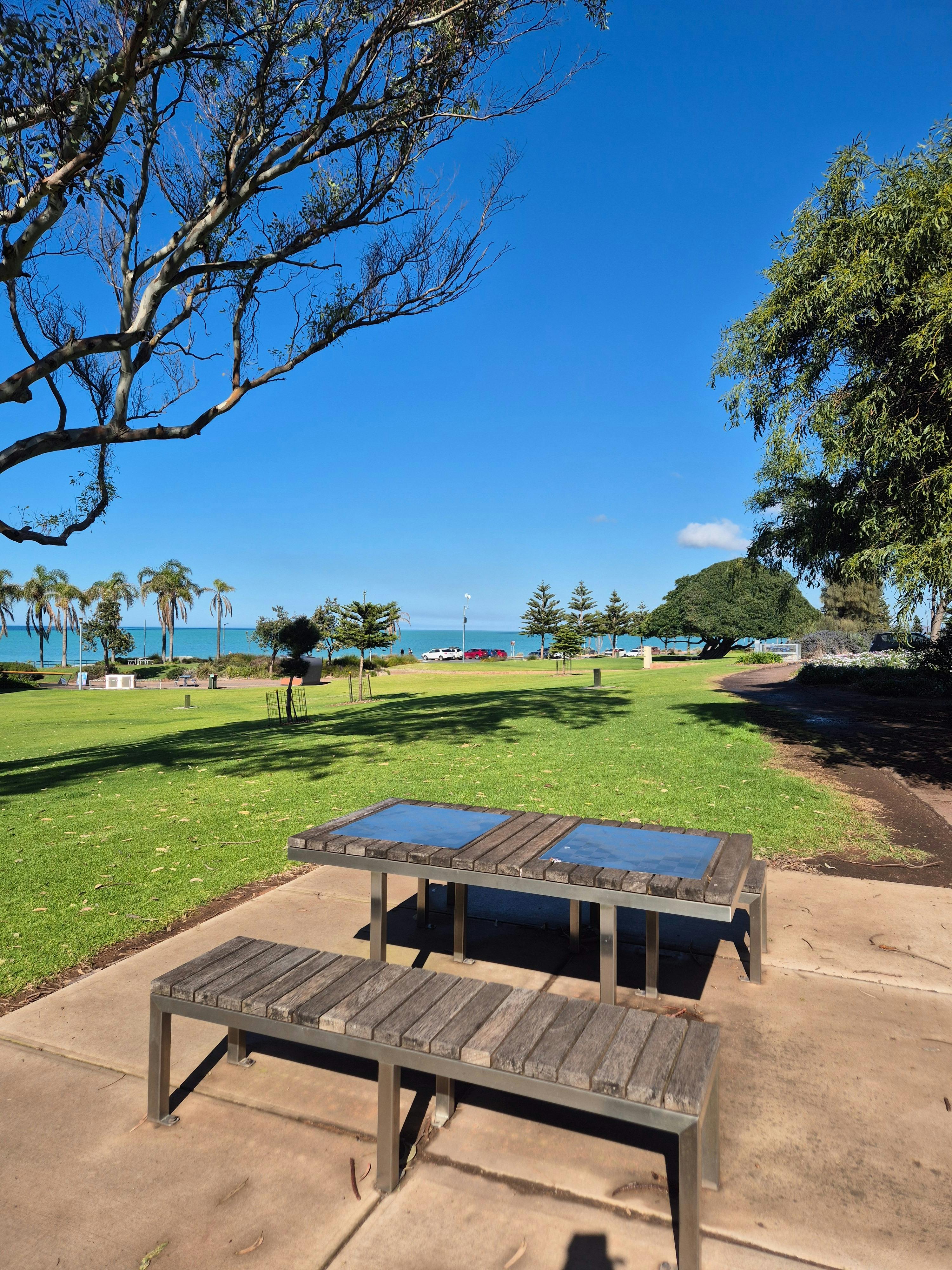 Whyalla Foreshore lawn & Checker Table