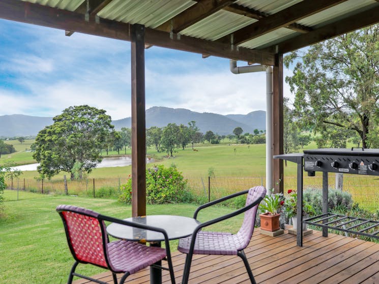 View across paddocks to "Yellow Rock" Mountains from Gardeners Cottage