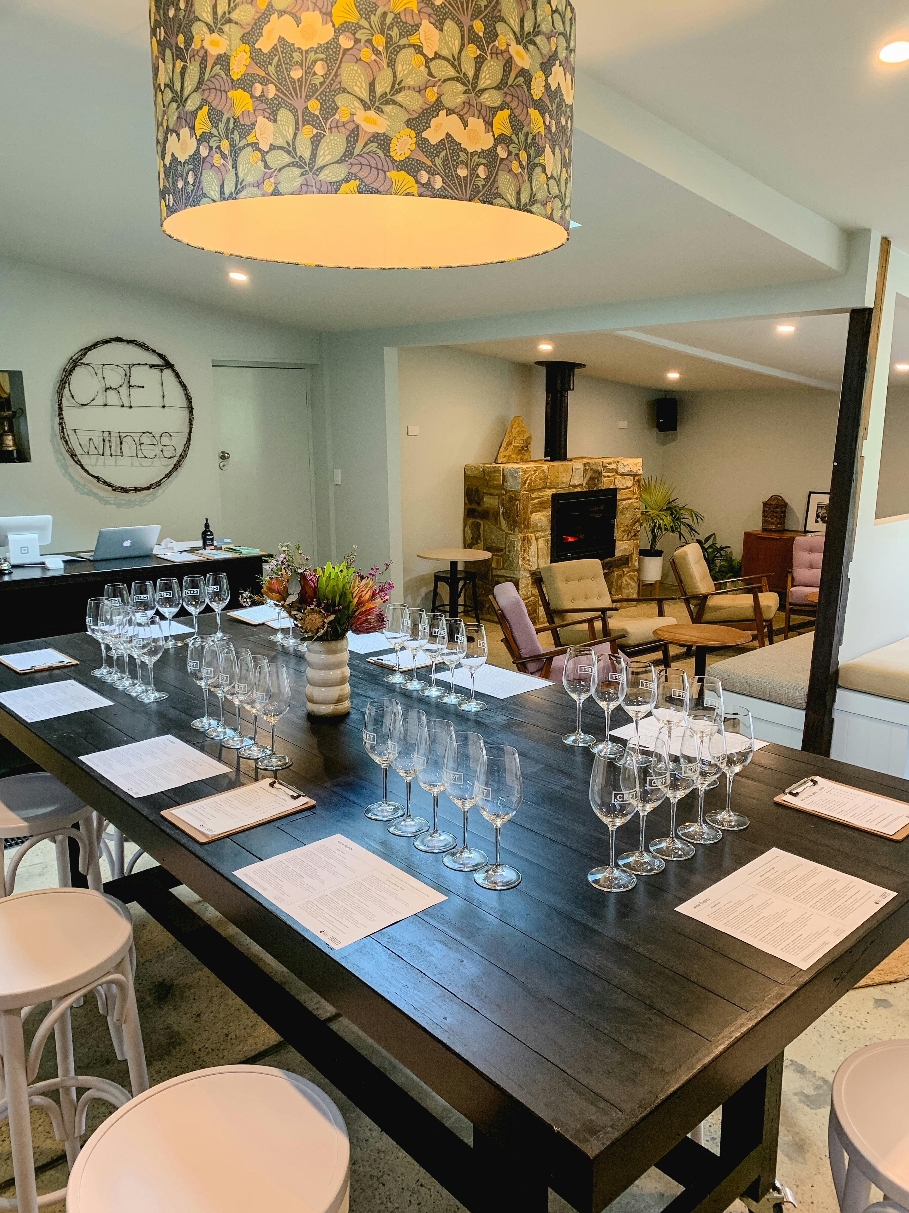 Join us for a wine flight, glass of wine, or share a bottle with friends by our fireplace.