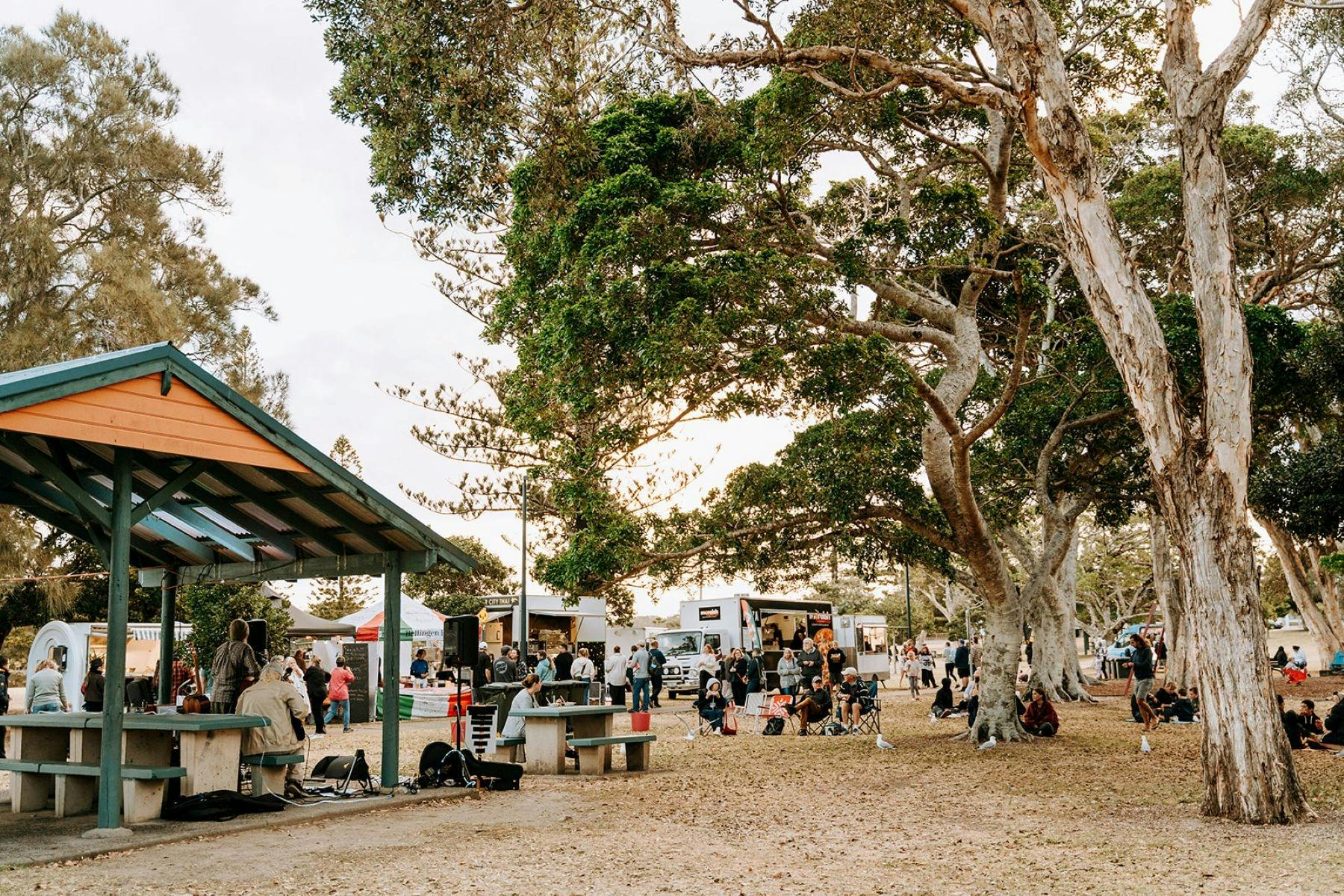 Food stalls at the outdoor market