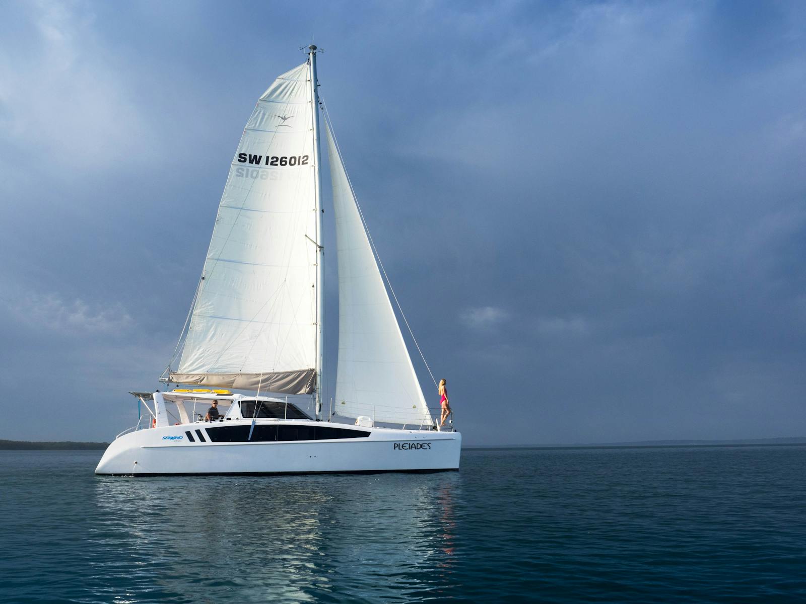 Modern and fast and safe offshore cruising catamaran