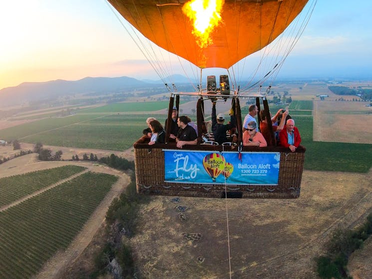 Sunrise balloon ride in-flight